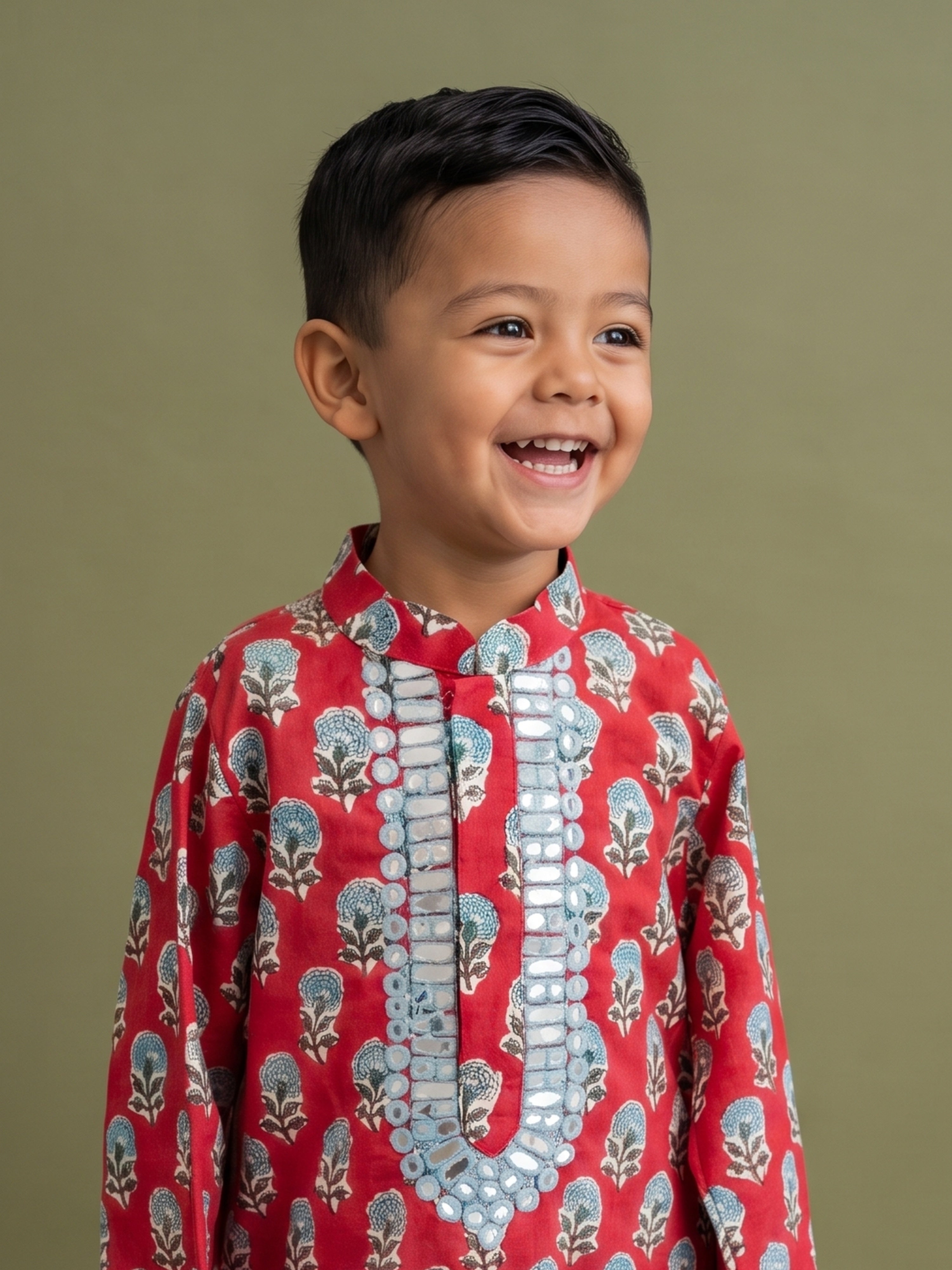 Virat Red Mirror Kurta Set