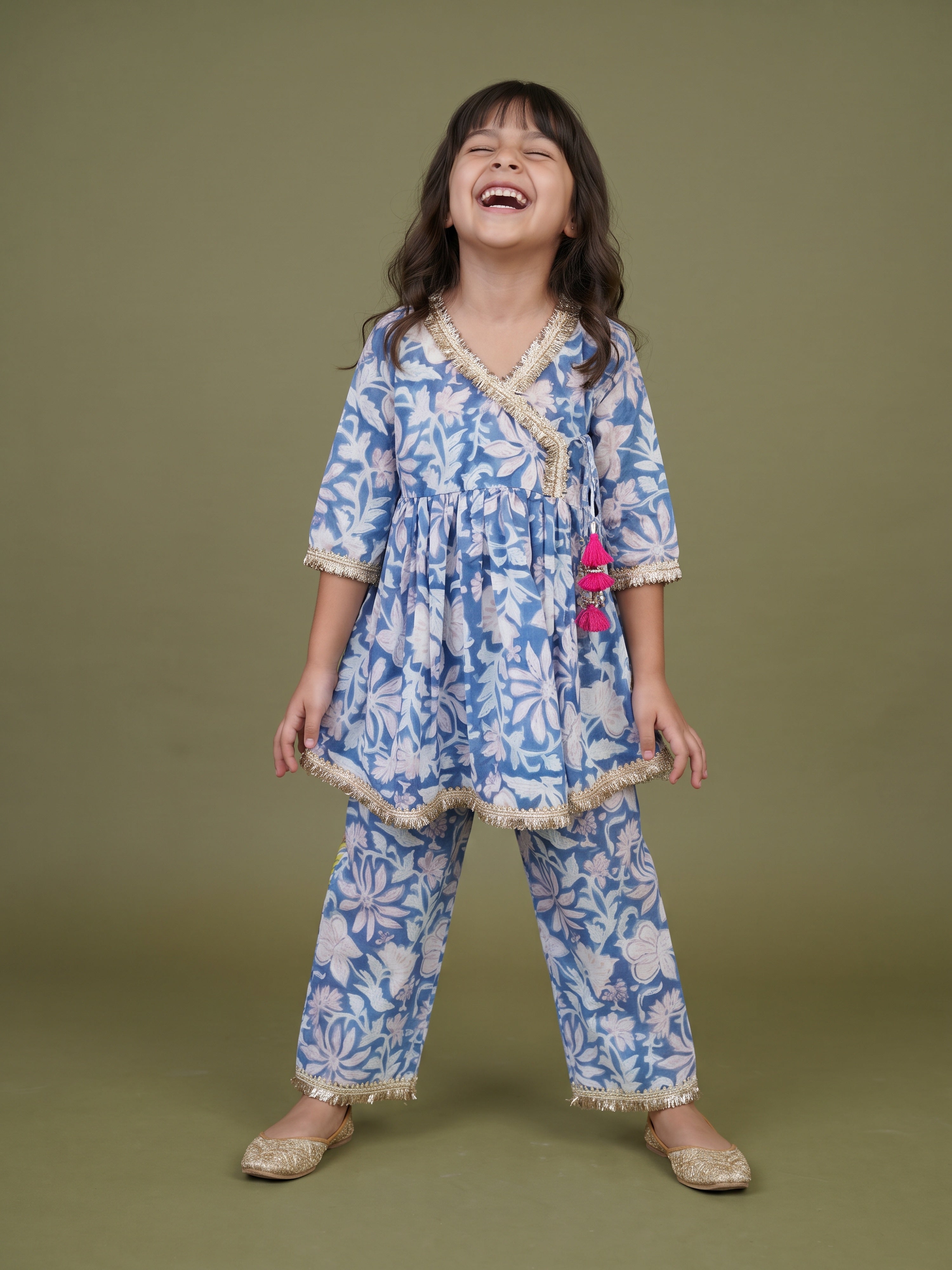 Aira Floral Printed Angrakha Set