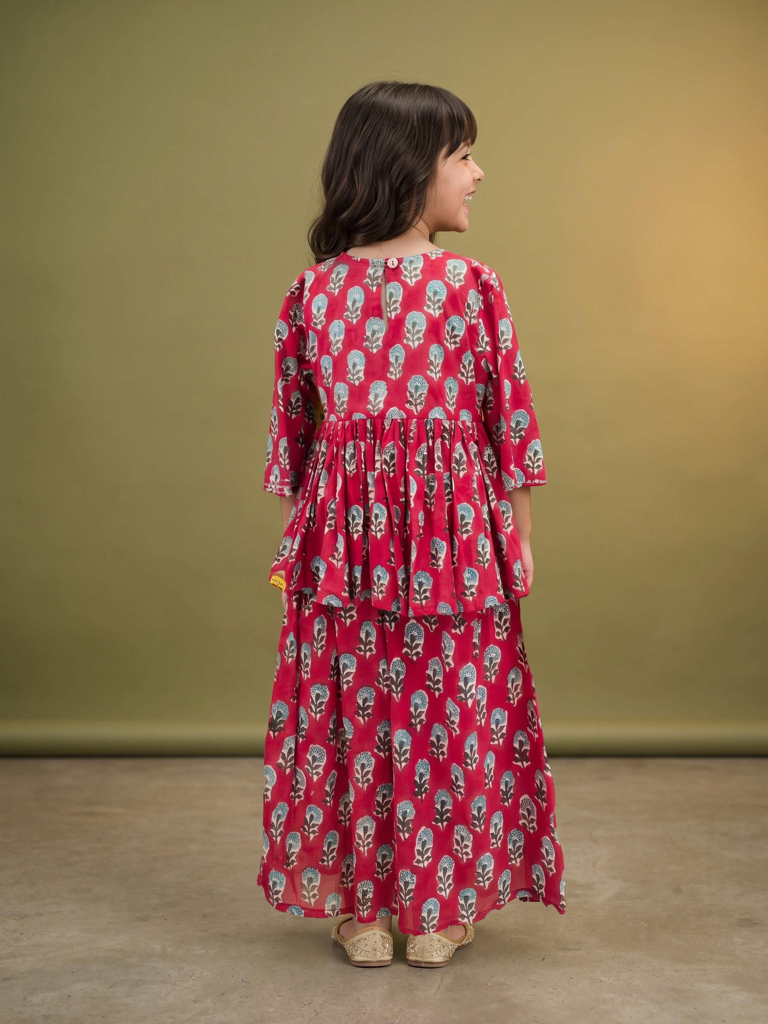 Anisha Red Mirror Peplum Set