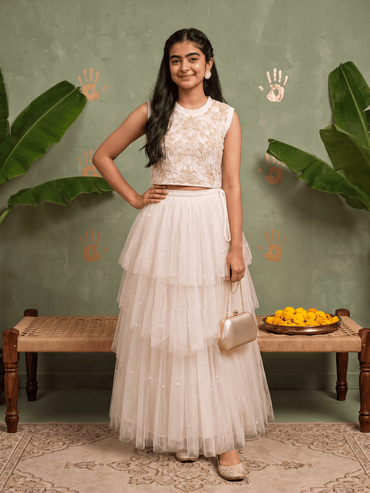 Fairy White Net Lehenga