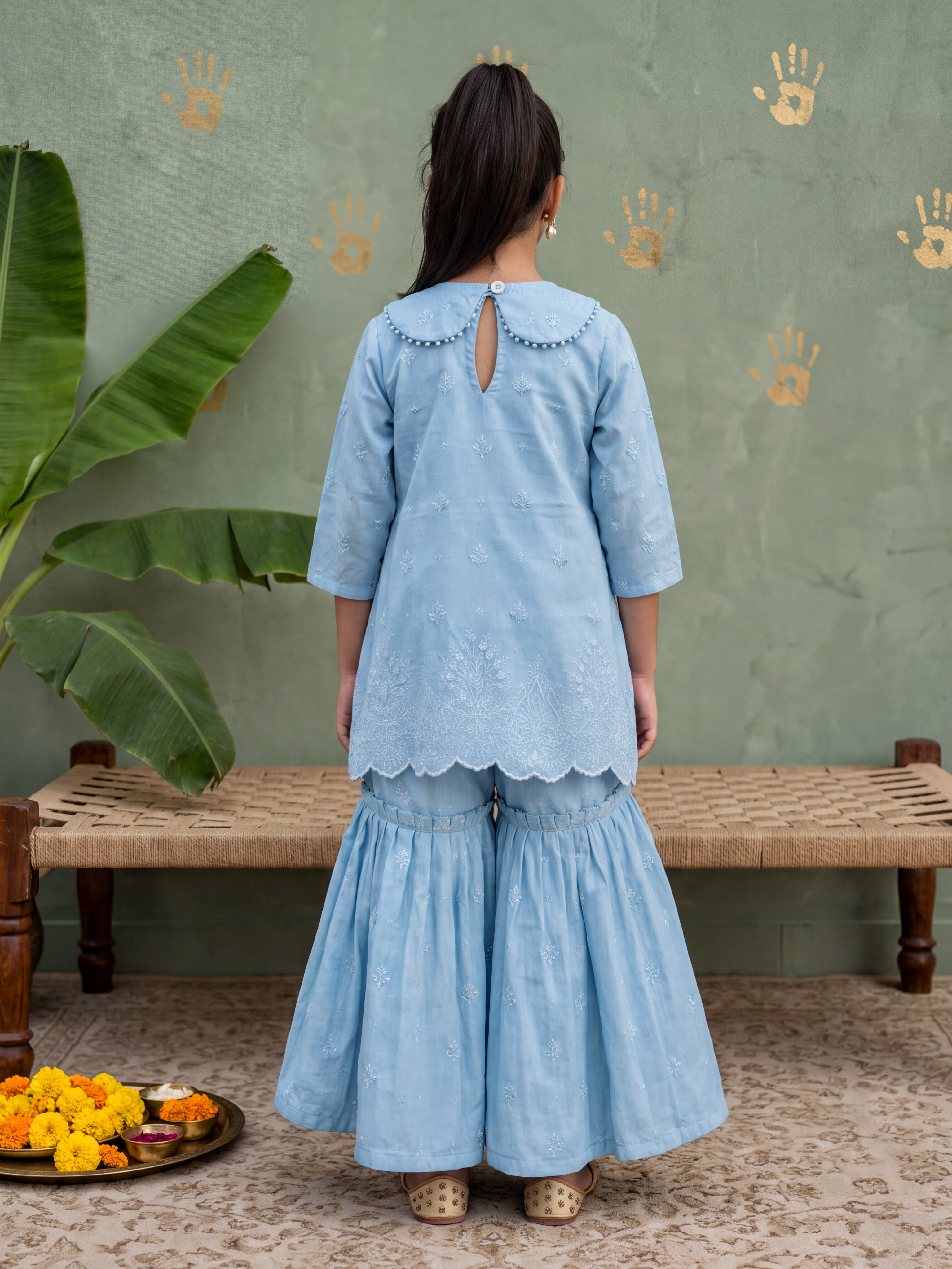 Teen Blue lakhnavi Kurta Sharara