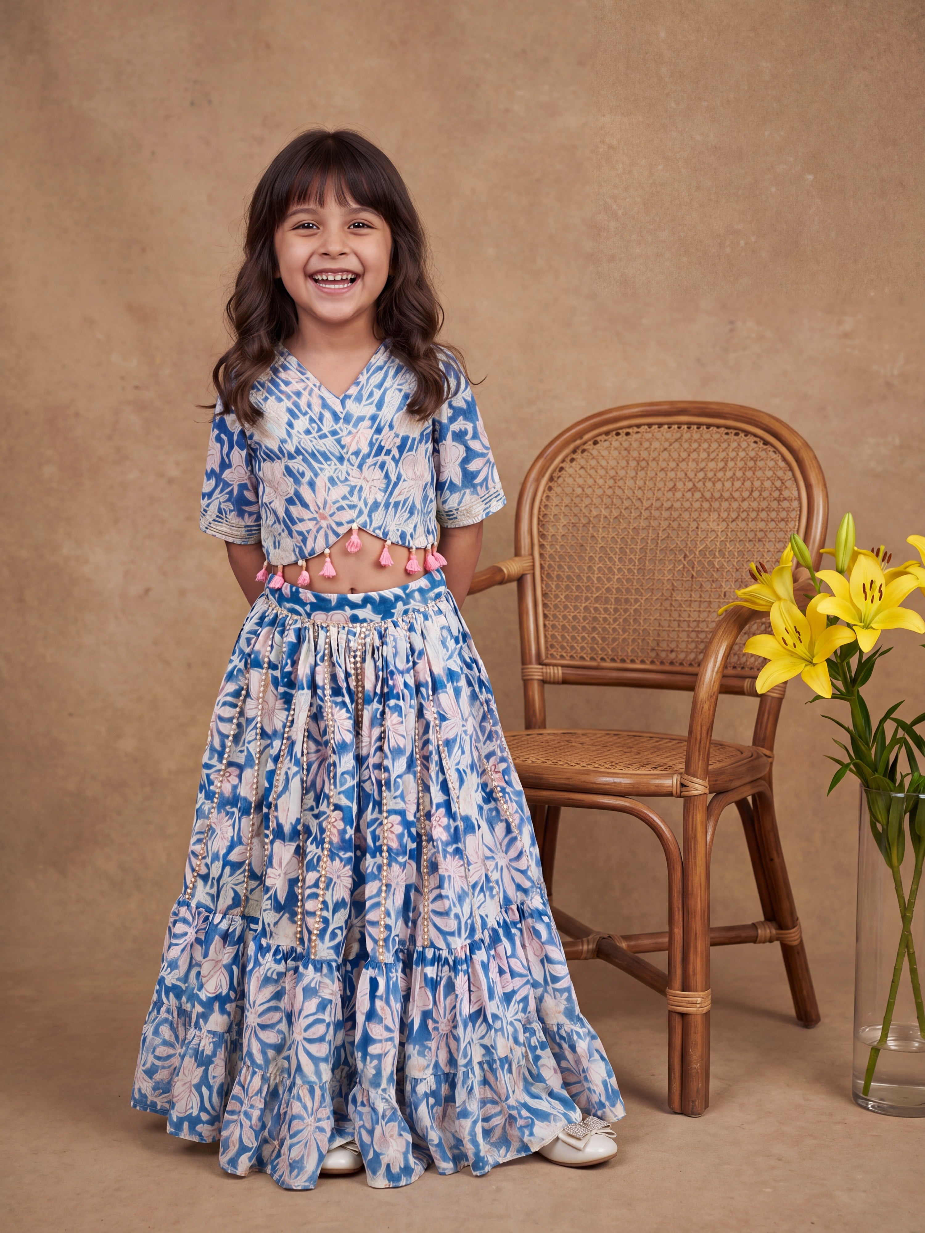 Meher Blue Floral Ghaghra