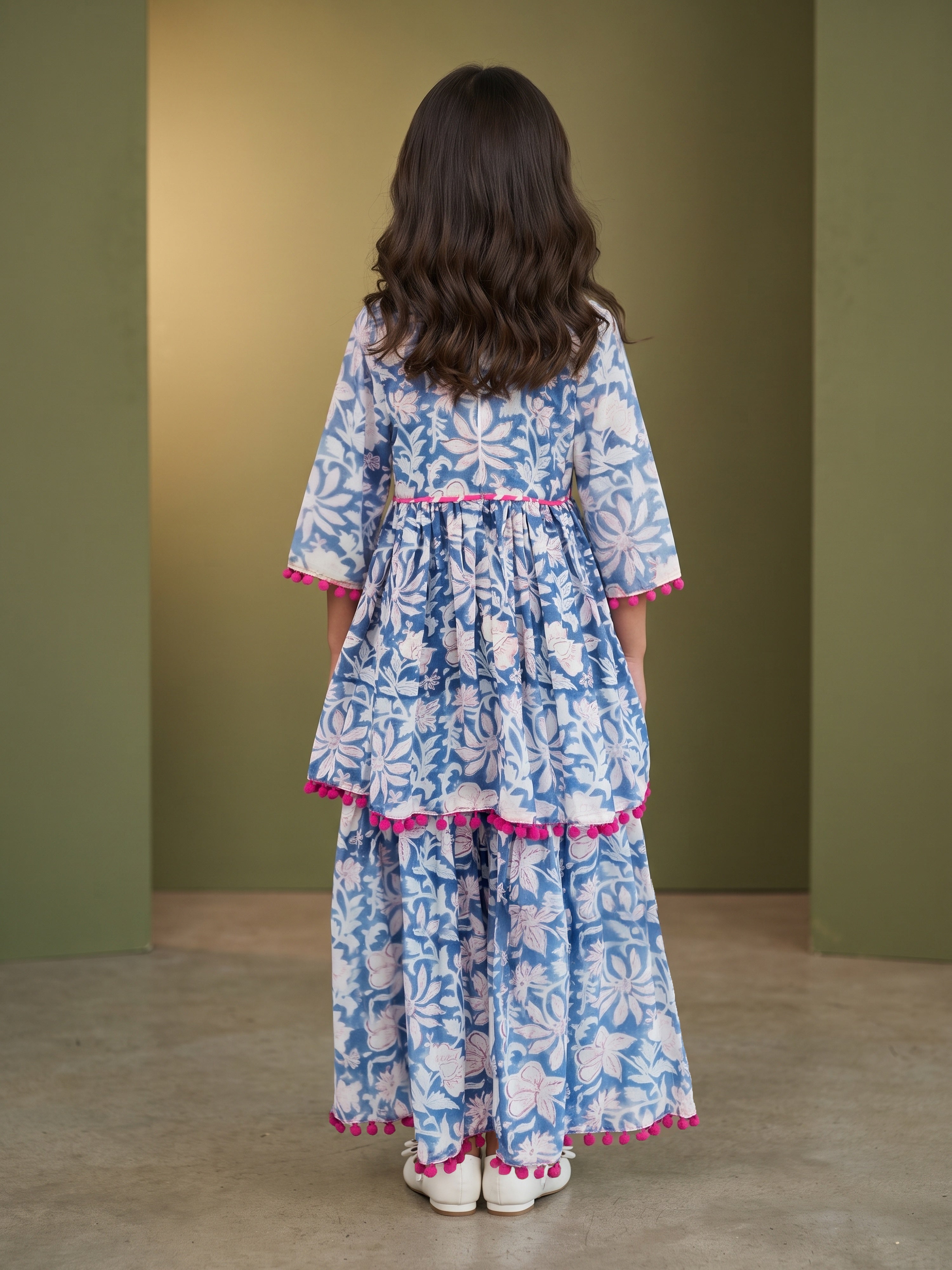 Vanya Blue Floral Peplum Set