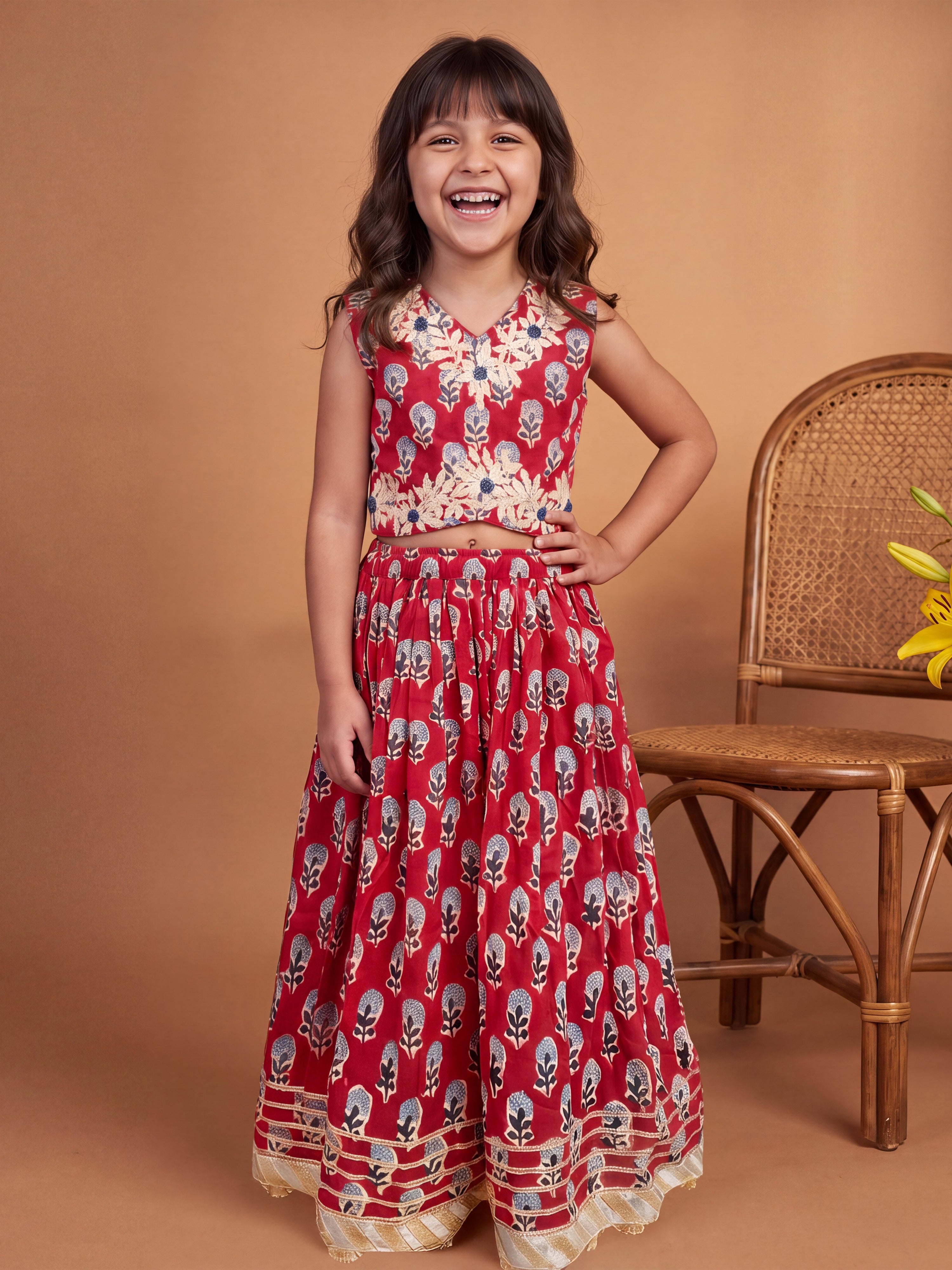 Sarah Red Gota Ghagara blouse