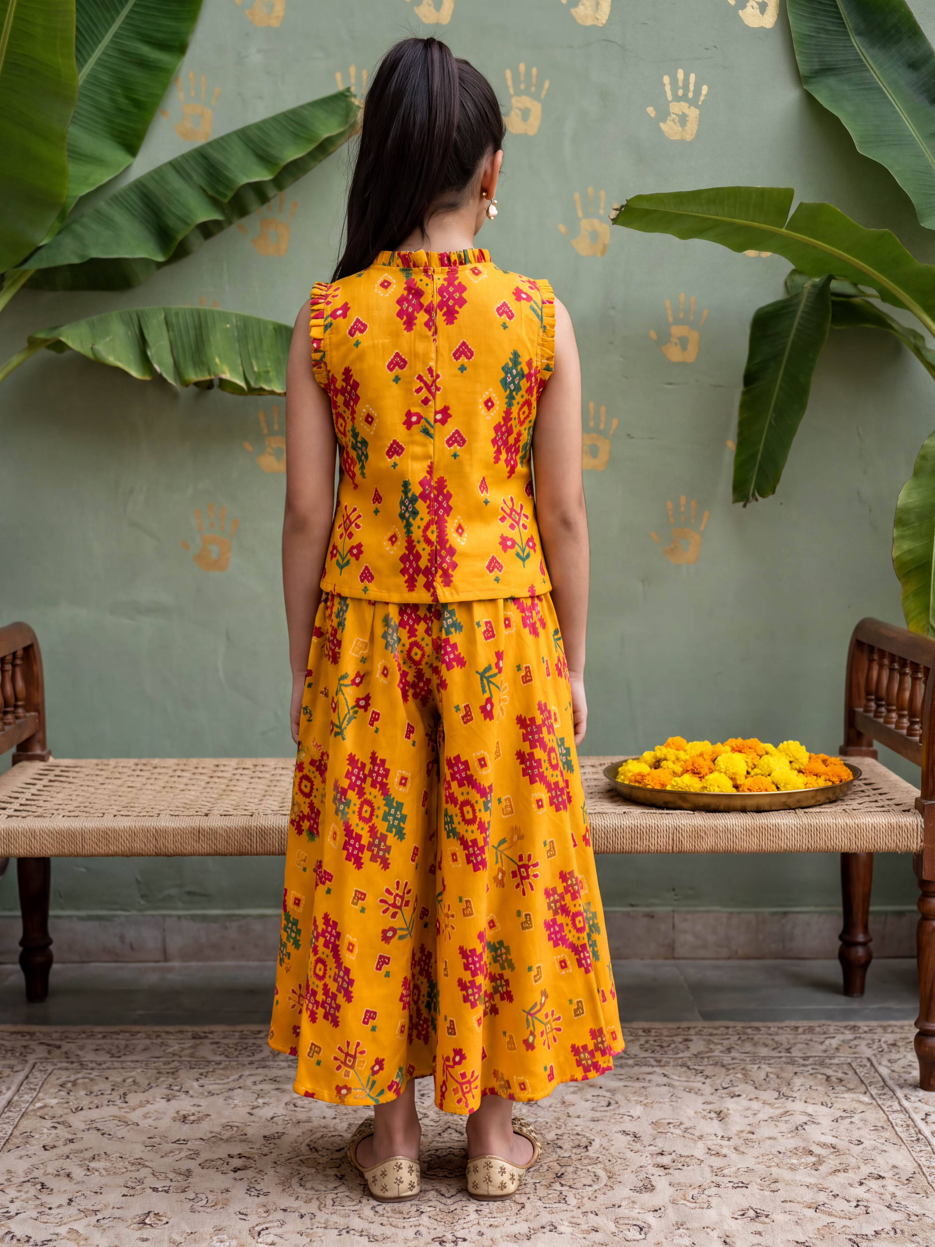 Yellow Patola Printed Top and Pants
