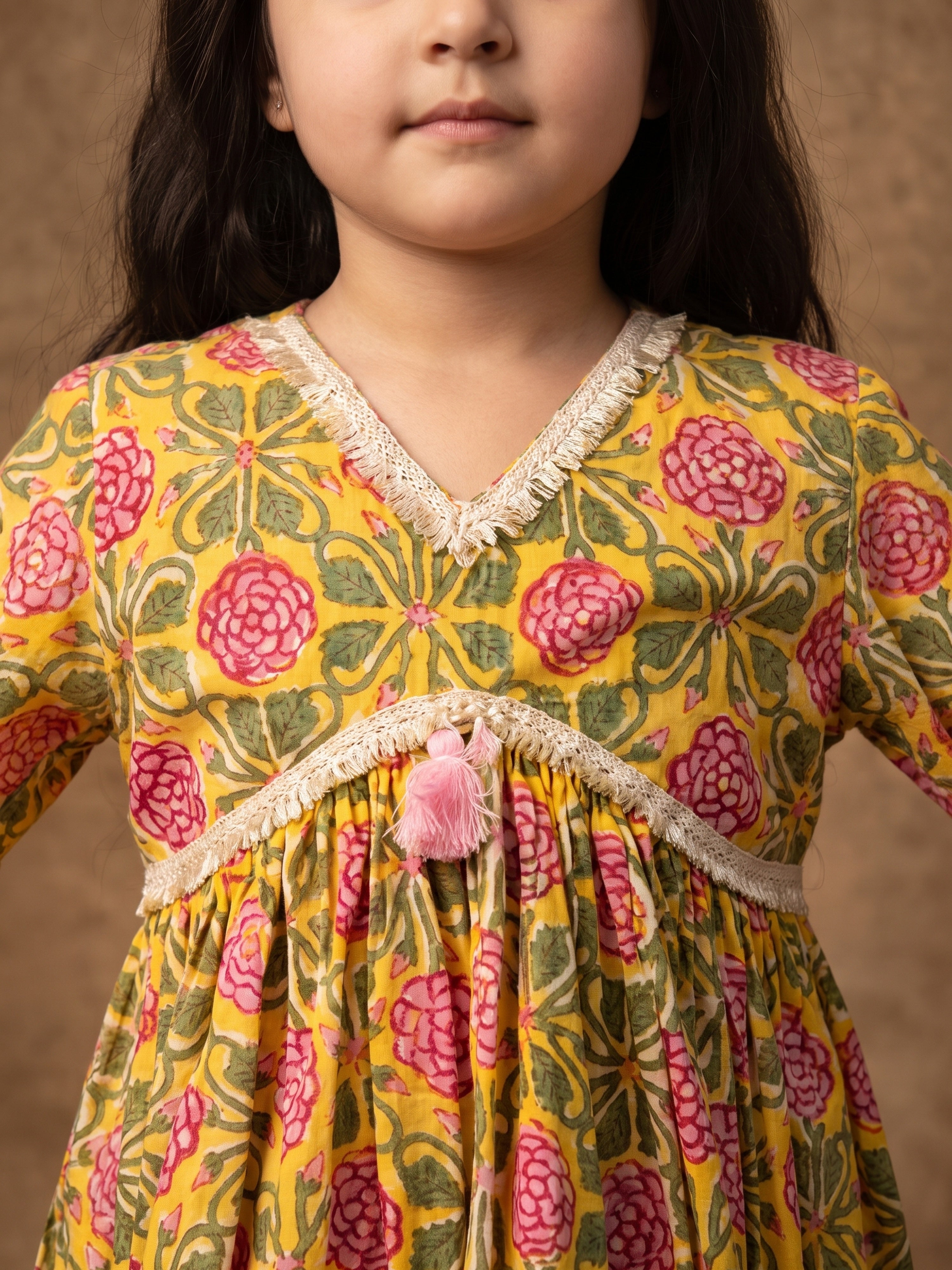 Ira Mustard Floral Peplum Set