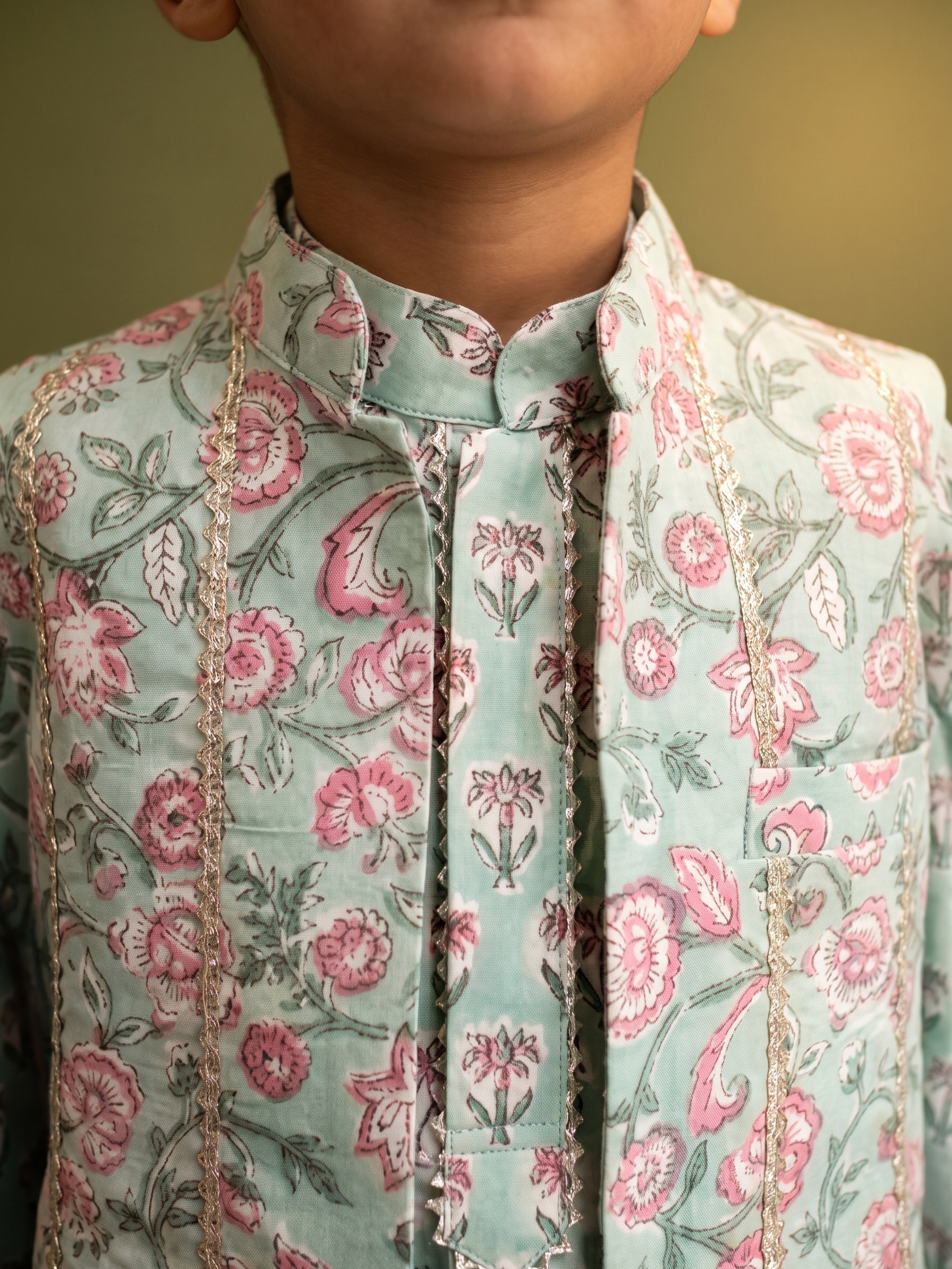 Mayaan Mint Printed Jacket Set
