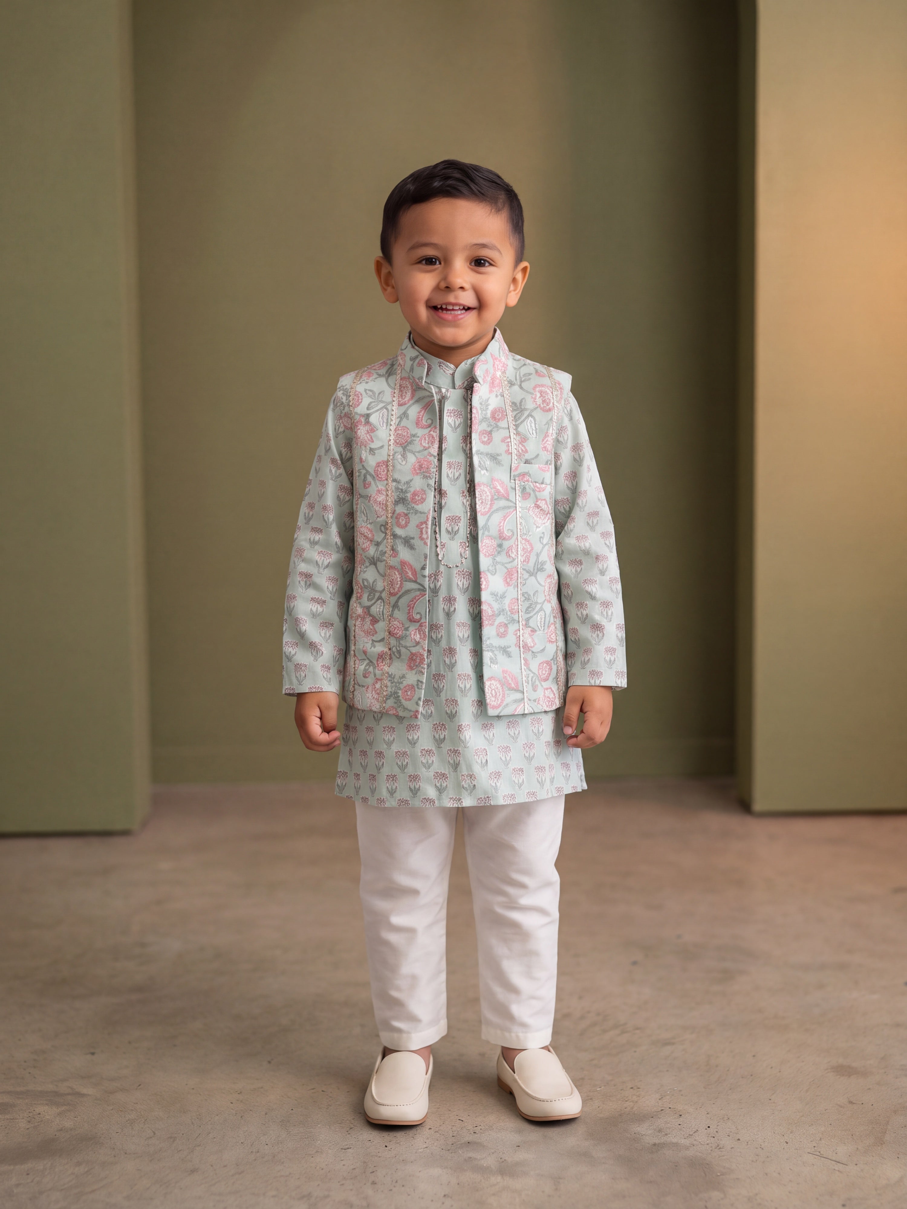 Mayaan Mint Printed Jacket Set