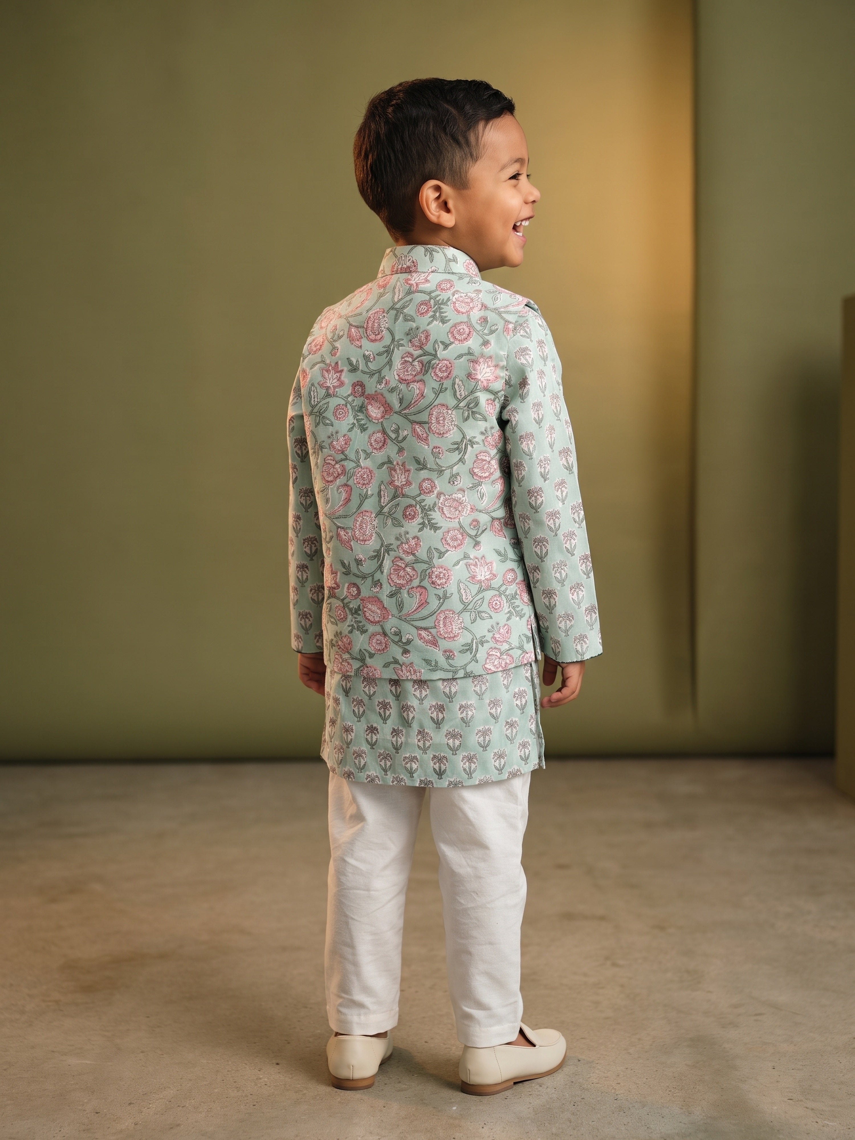 Mayaan Mint Printed Jacket Set