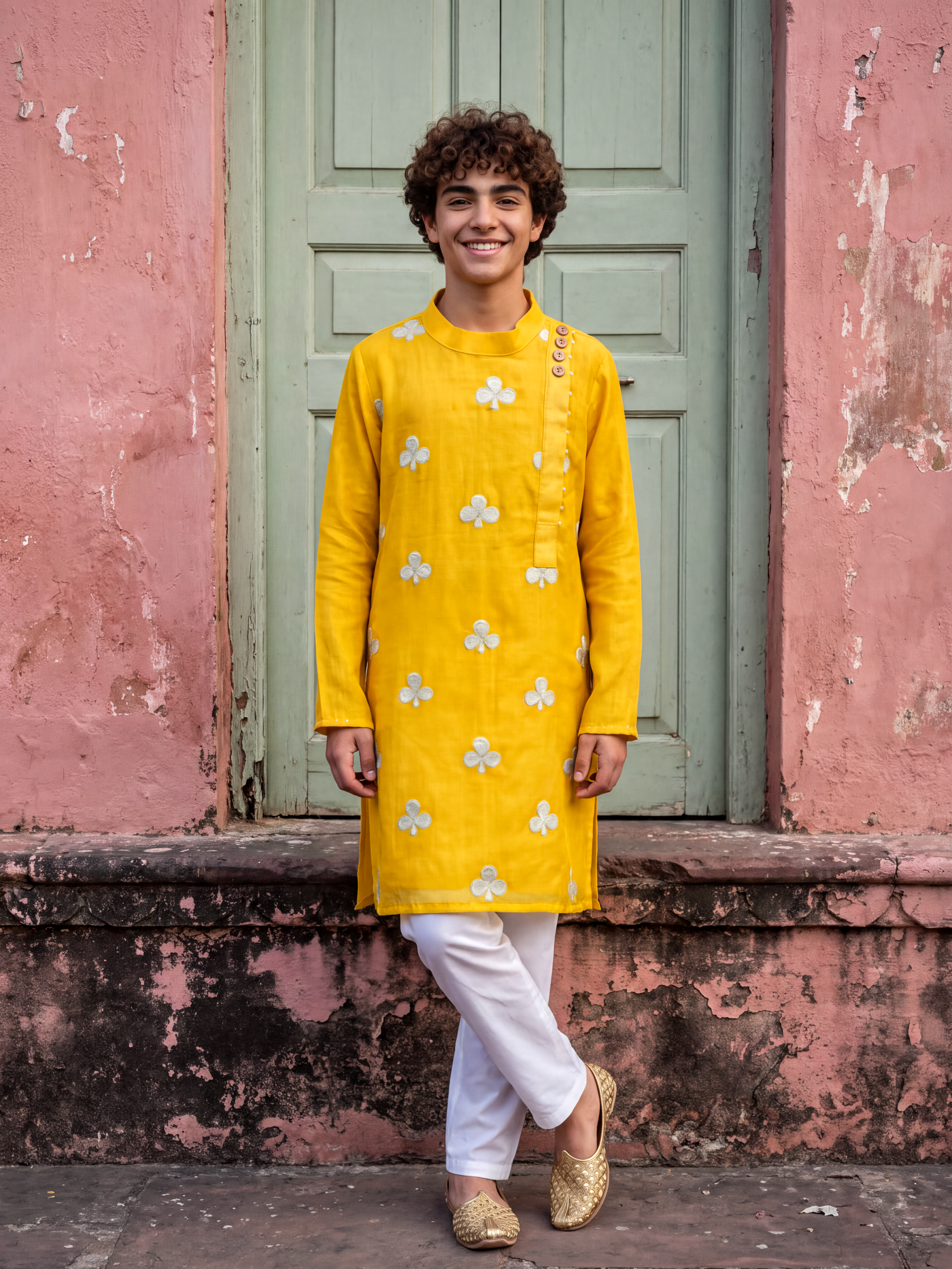 Mustard Clubs Kurta Set