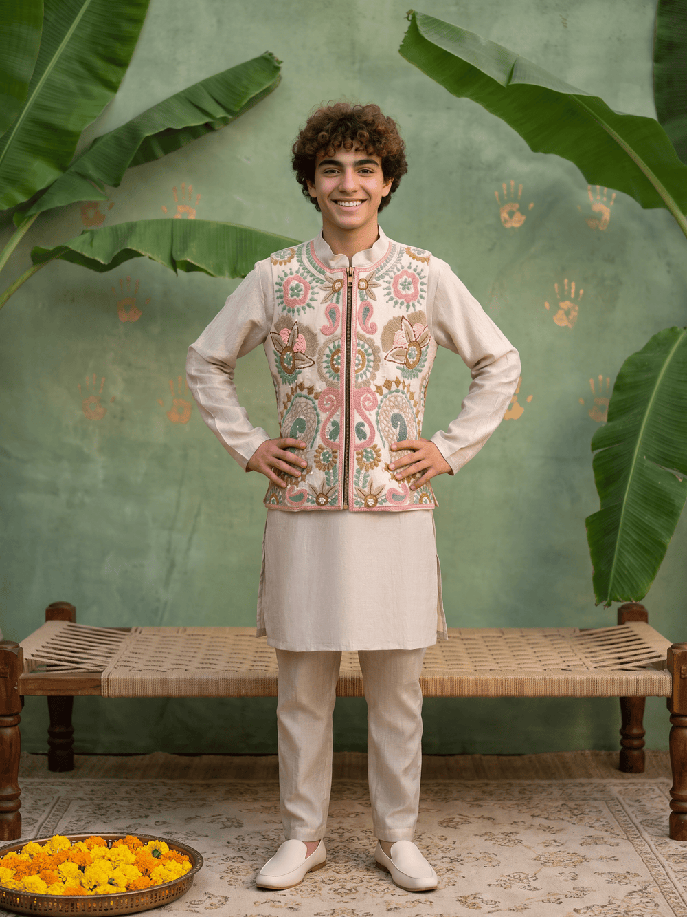 Teen Grey Embroidered Jacket Set