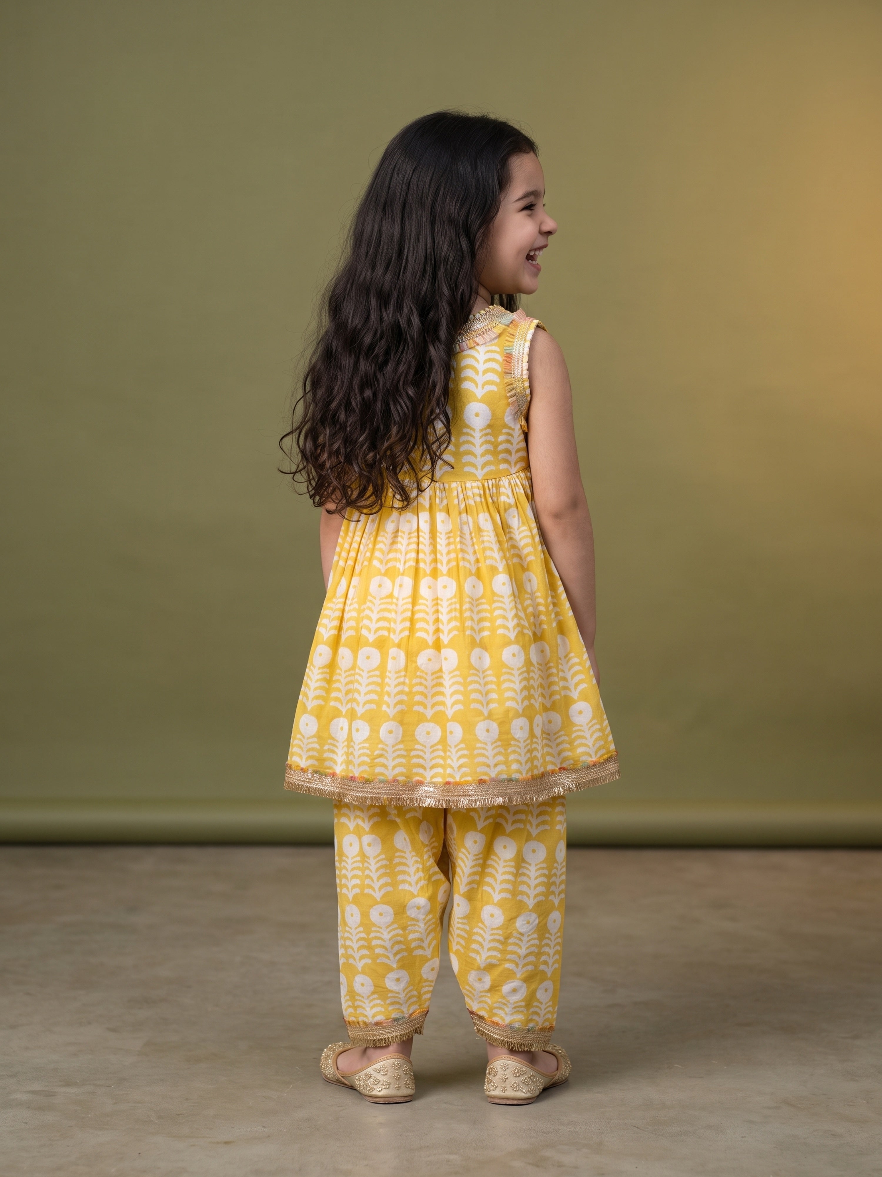 Sunshine Yellow Printed Peplum Set