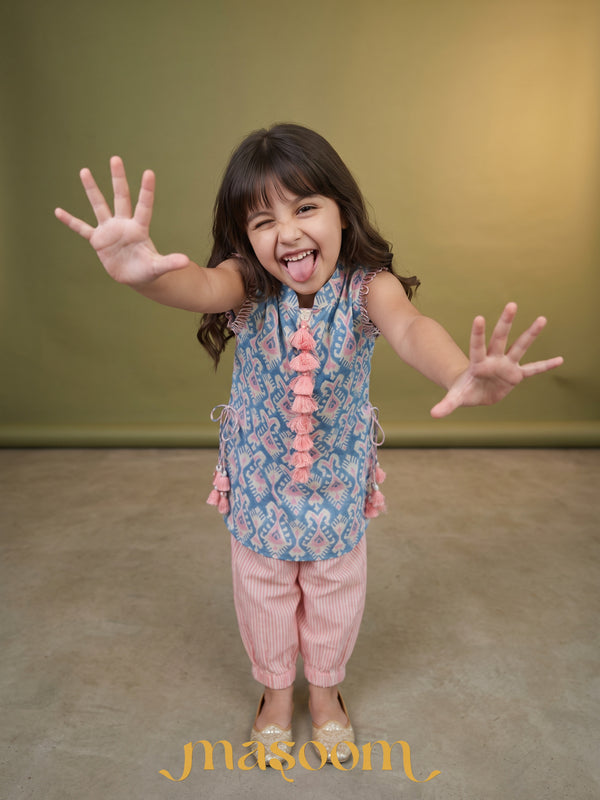 Siara Blue & Pink Printed Kurta Pant