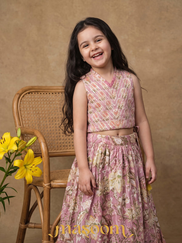 Leena Lavender Floral Printed Ghagara Set