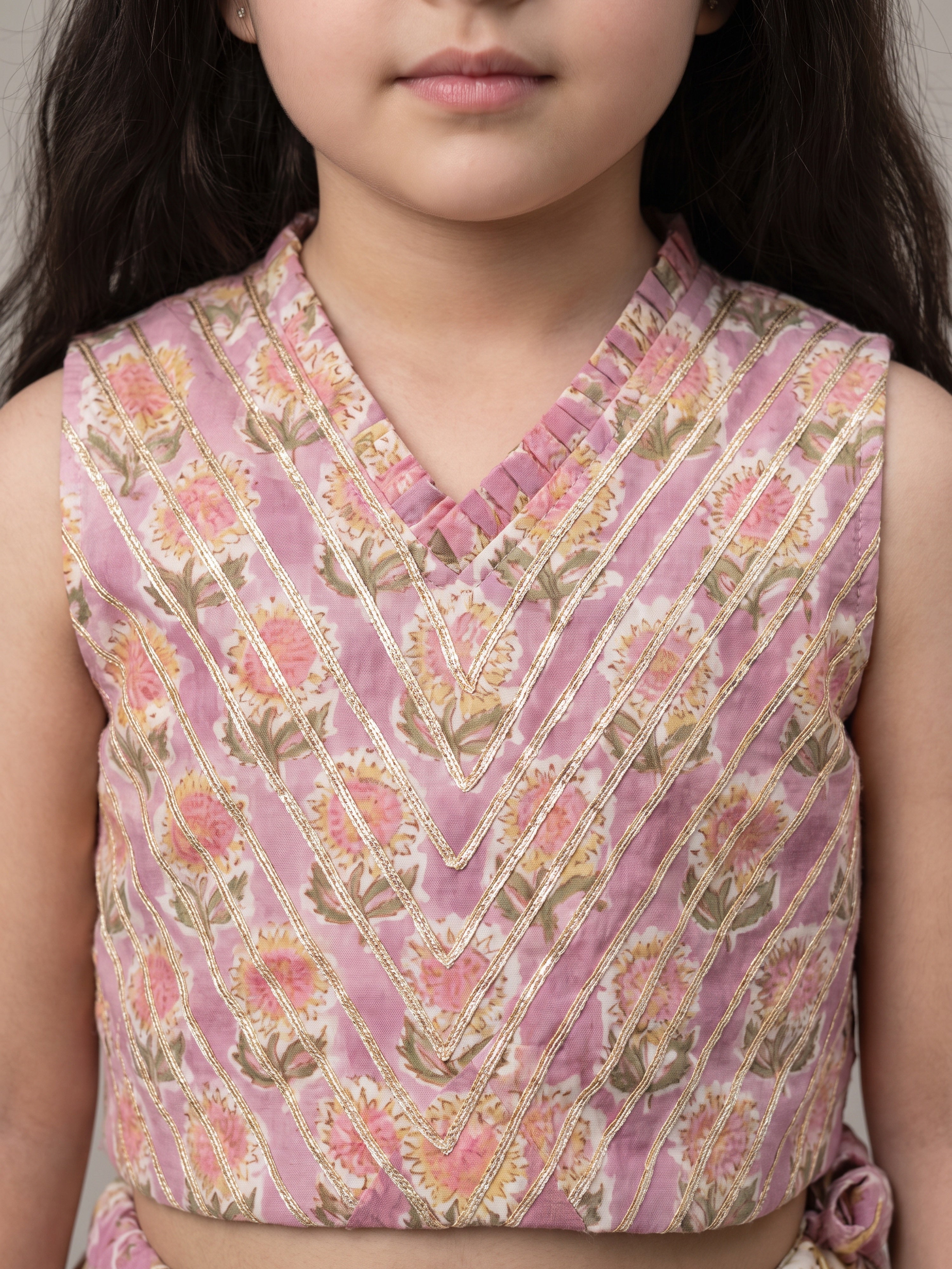 Leena Lavender Floral Printed Ghagara Set