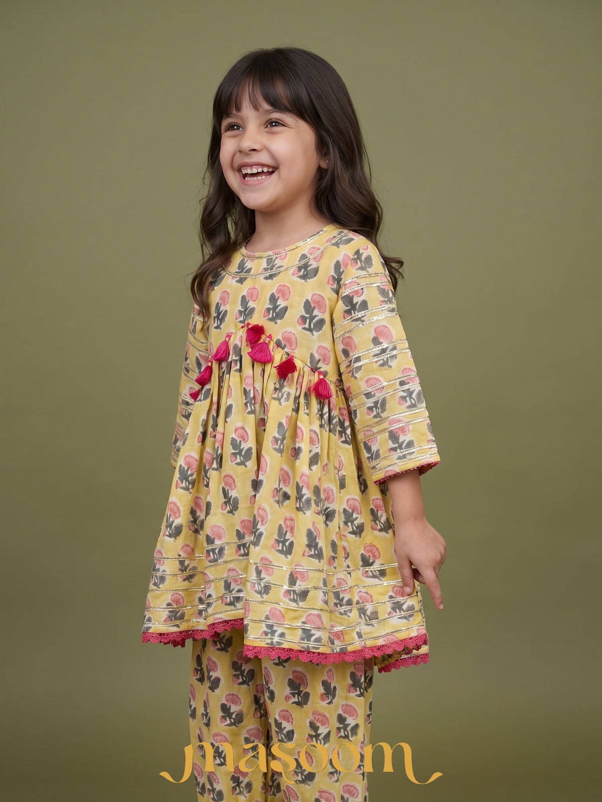 Mel Mustard Floral Printed Peplum Set