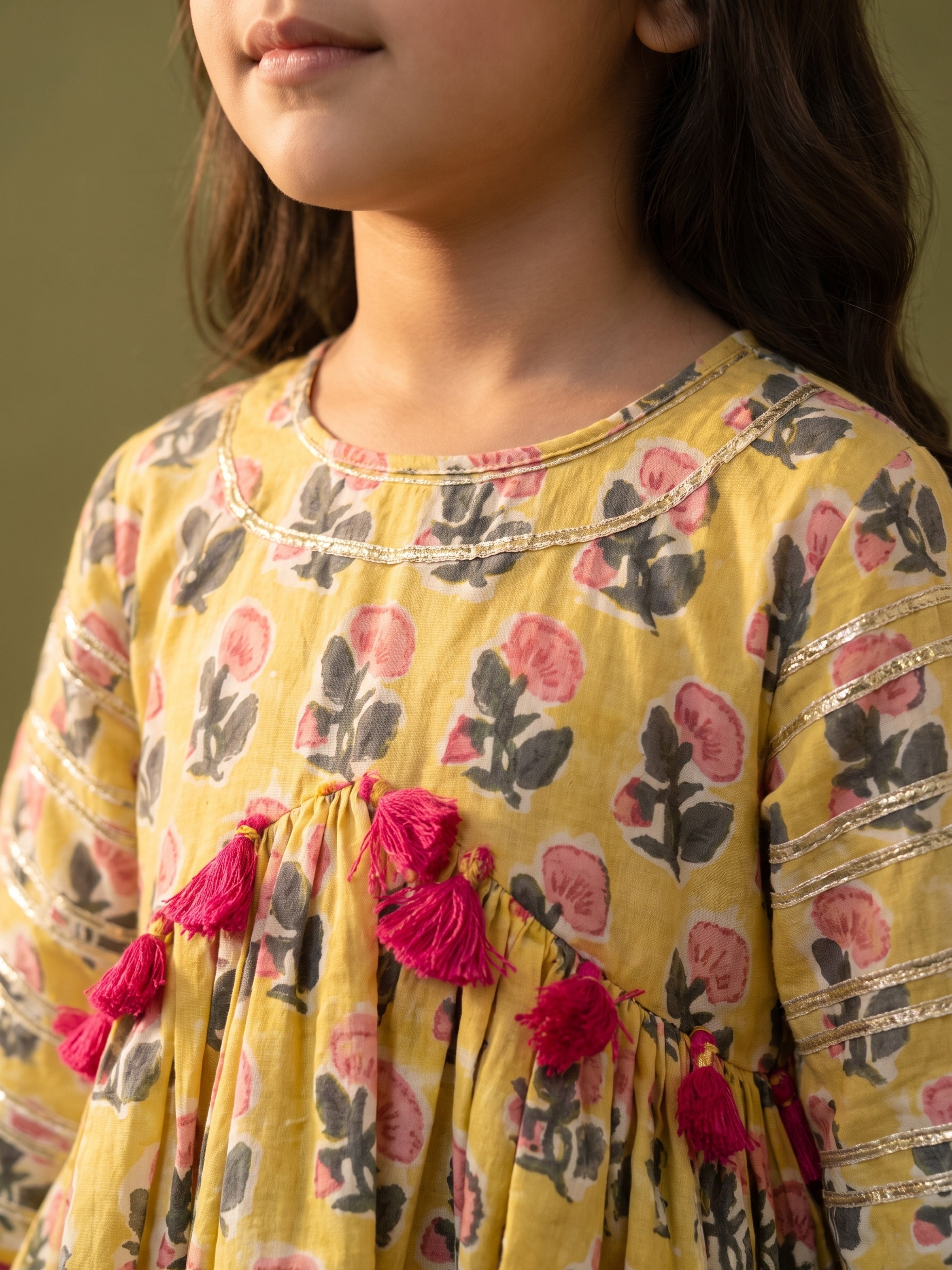 Mel Mustard Floral Printed Peplum Set