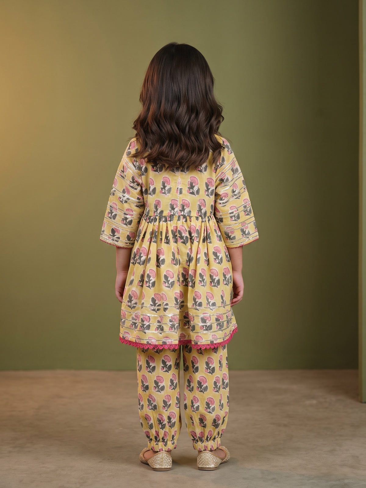 Mel Mustard Floral Printed Peplum Set