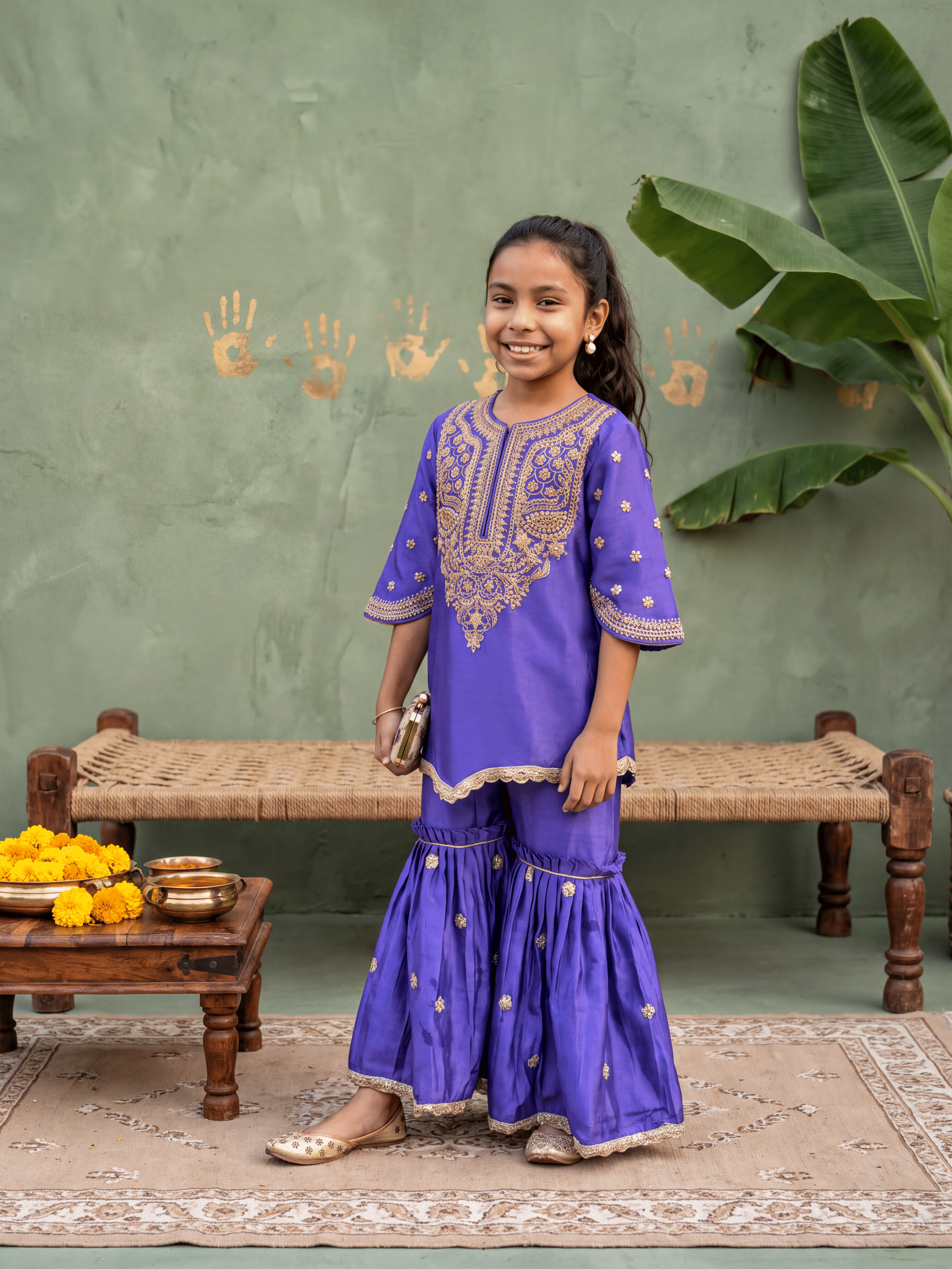 Lavender Zari Sharara Set