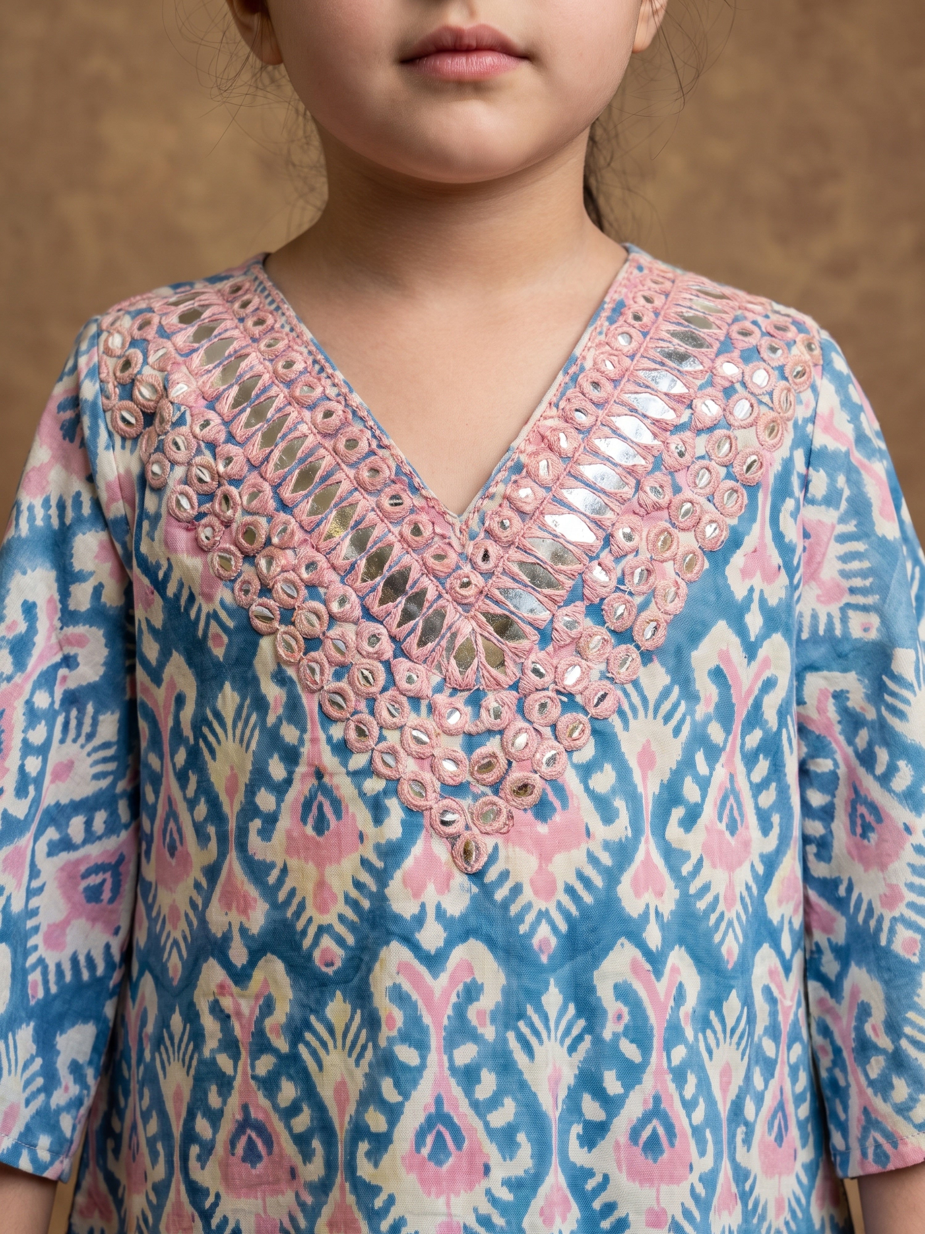 Kiyara Blue Printed Mirror Kurta & Dhoti Pant
