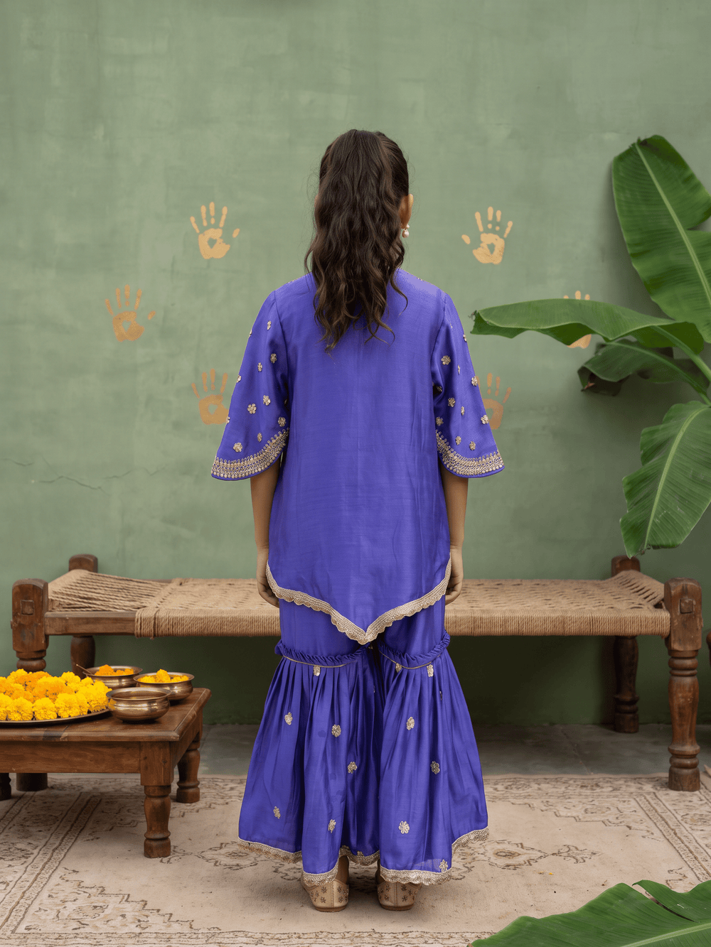 Teen Lavender Zari Sharara Set