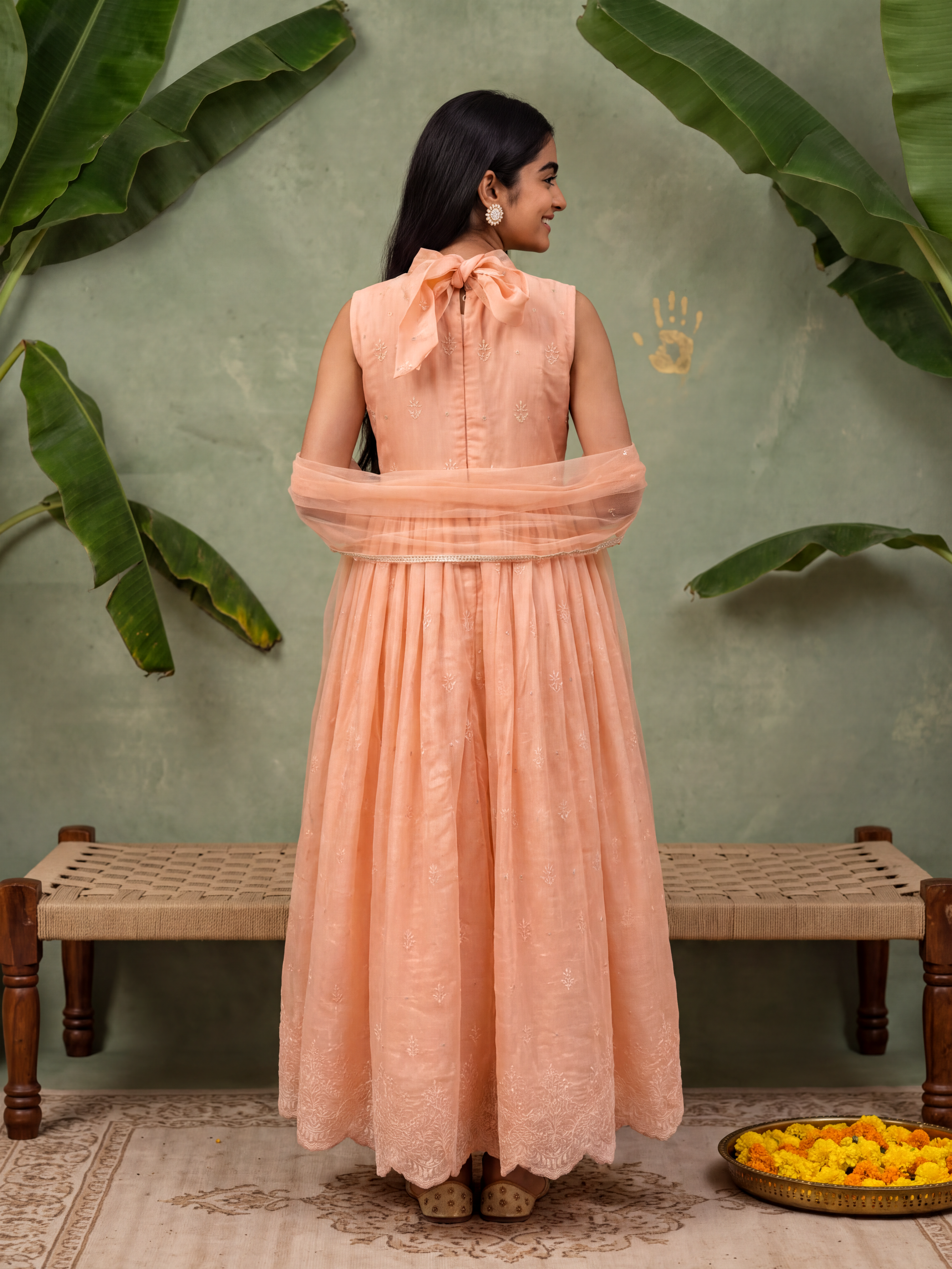 Teen Pink Lakhnavi Anarkali Dress