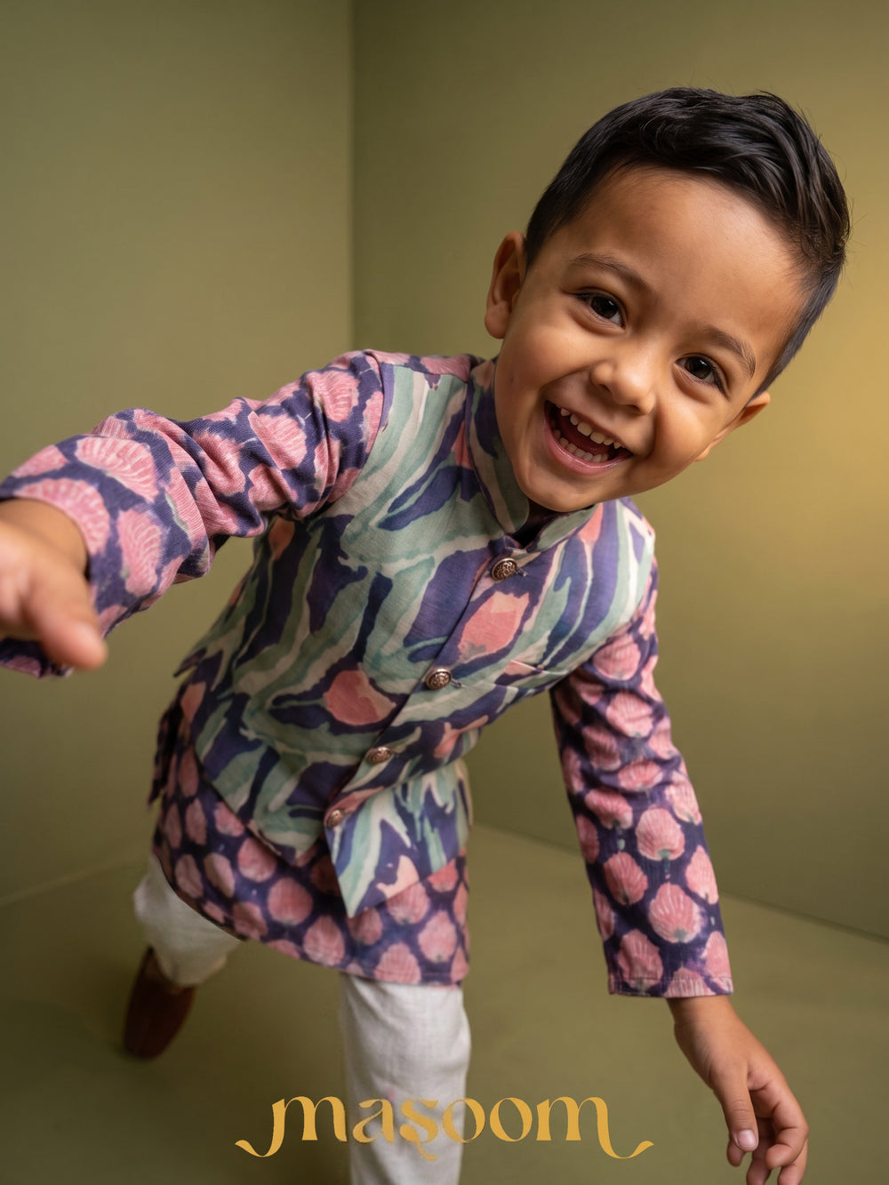 Sam Blue Tulip Printed Jacket Set