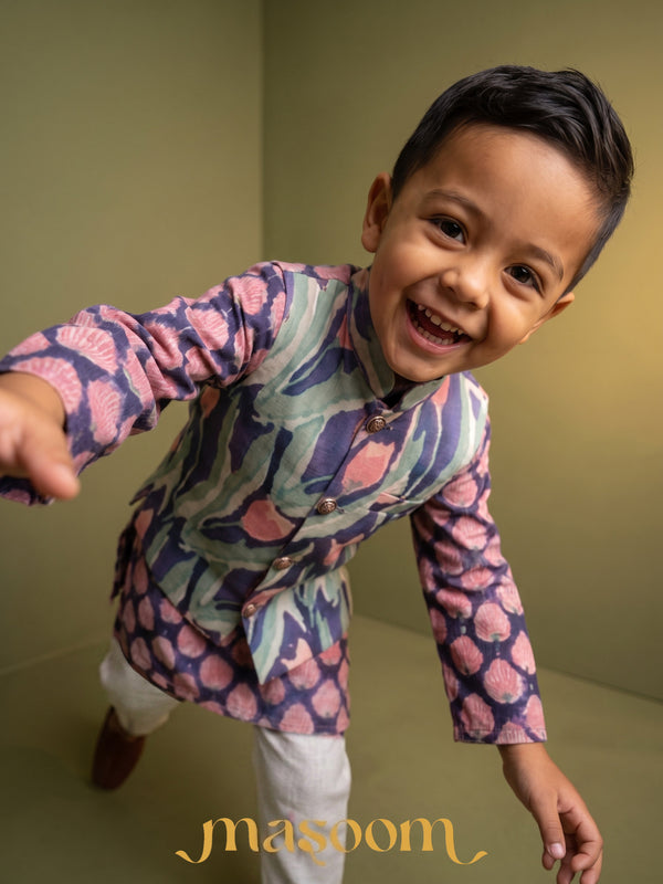 Sam Blue Tulip Printed Jacket Set