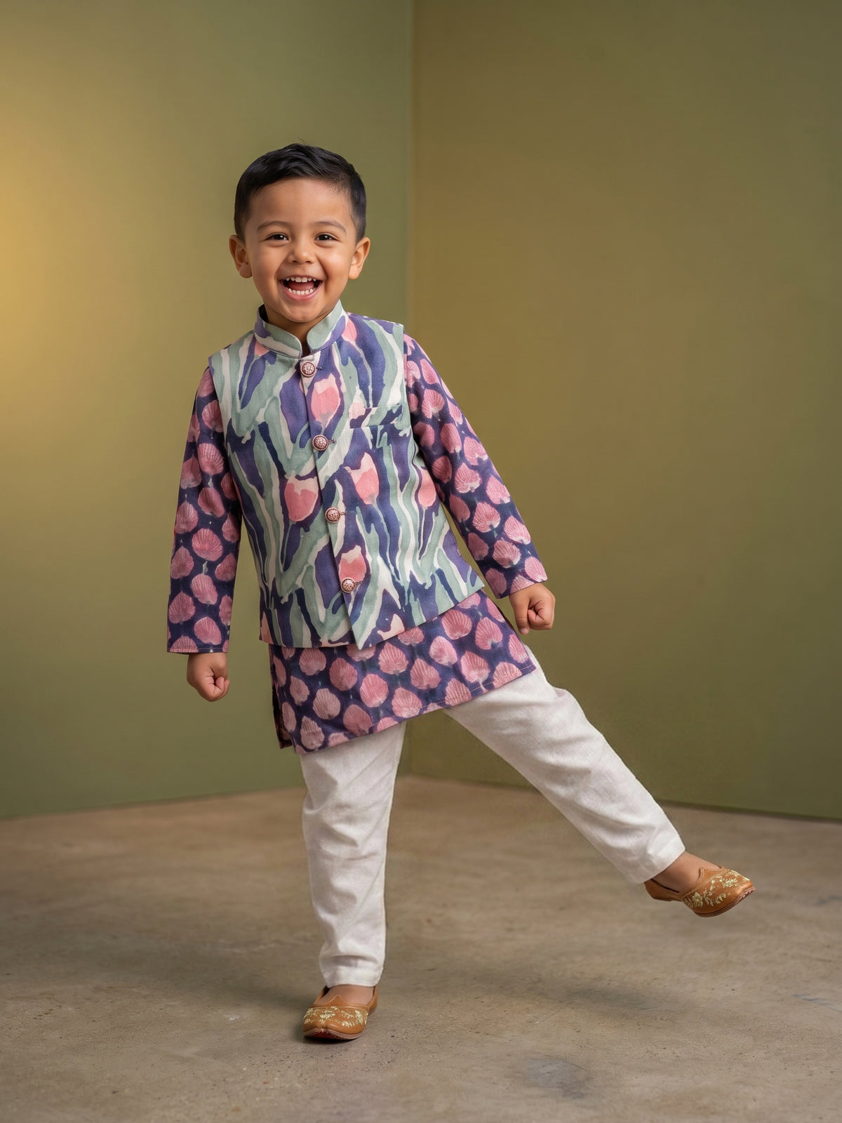 Sam Blue Tulip Printed Jacket Set