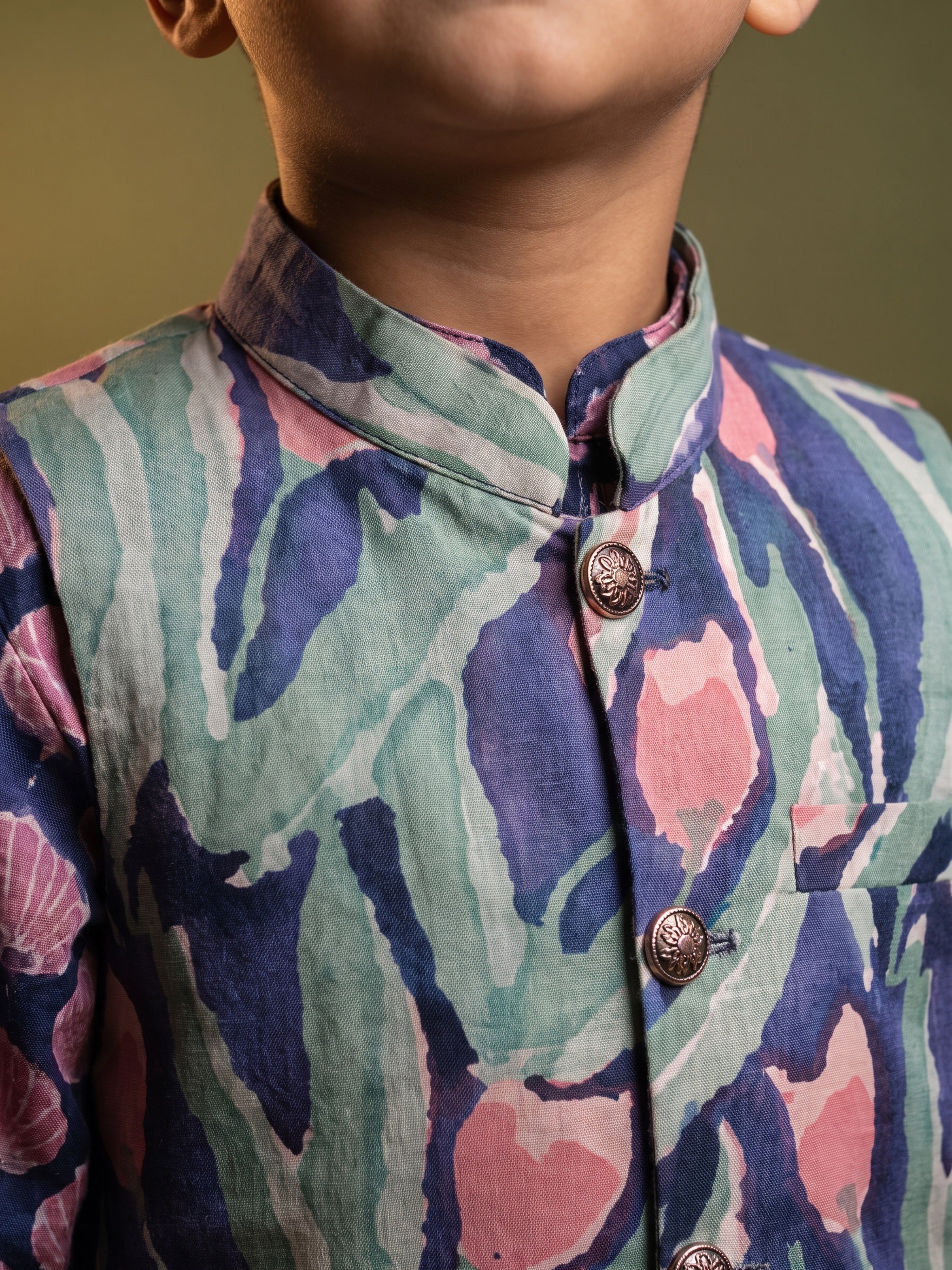 Sam Blue Tulip Printed Jacket Set