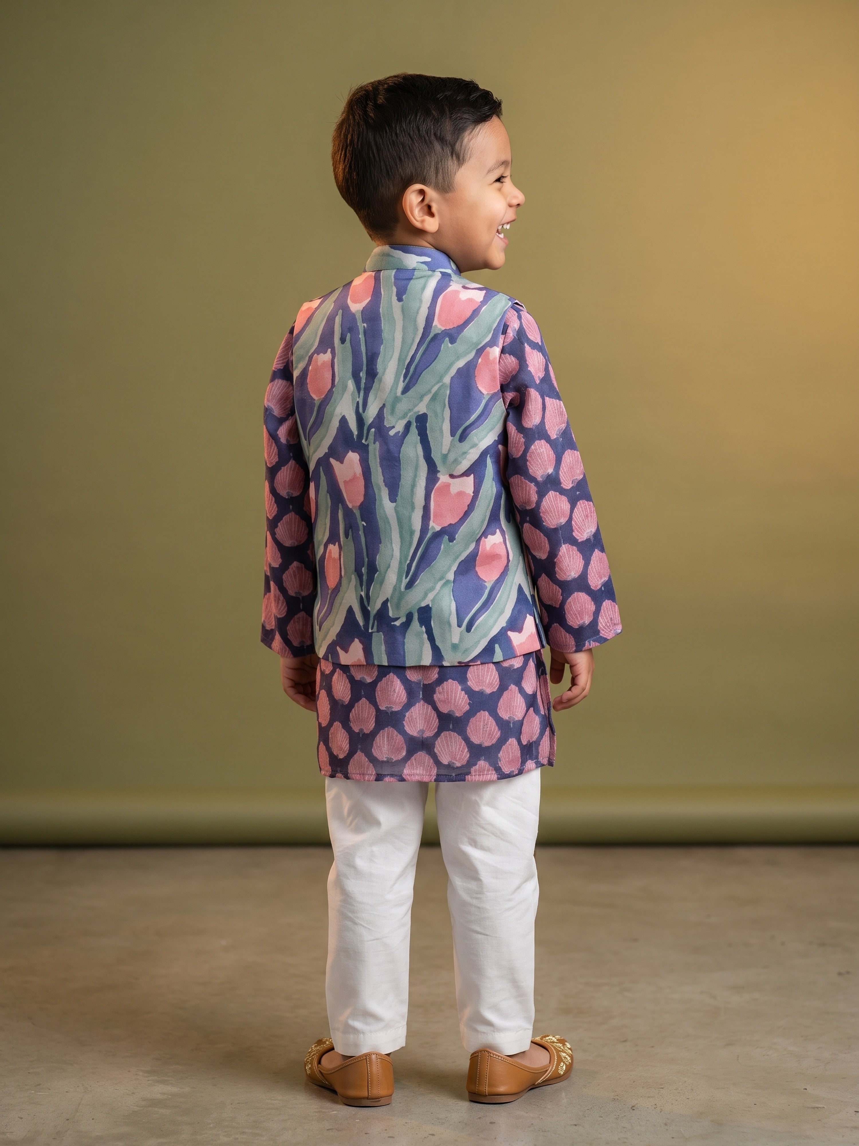 Sam Blue Tulip Printed Jacket Set