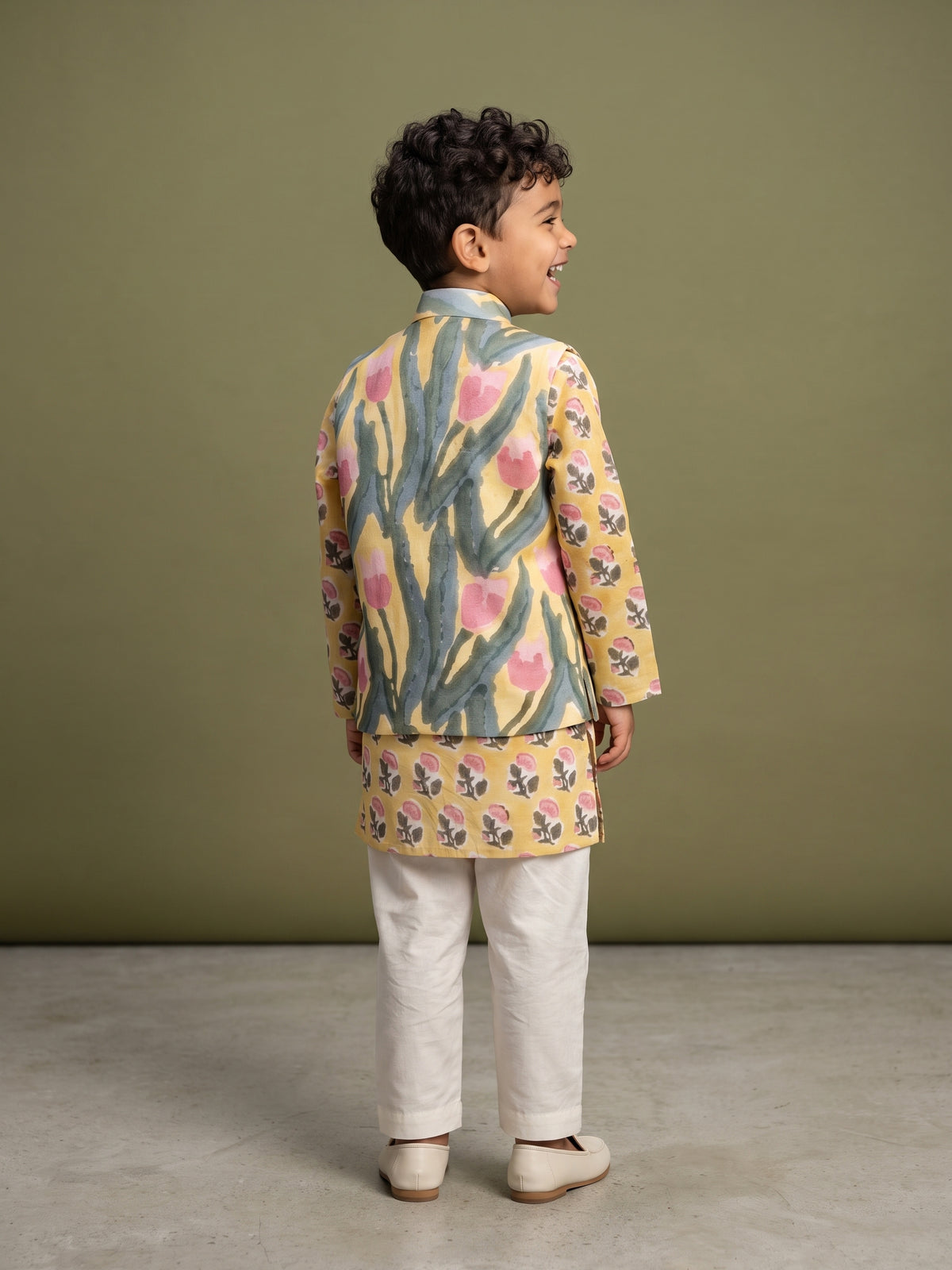 Ahaan Mustard Tulip Printed Jacket Set