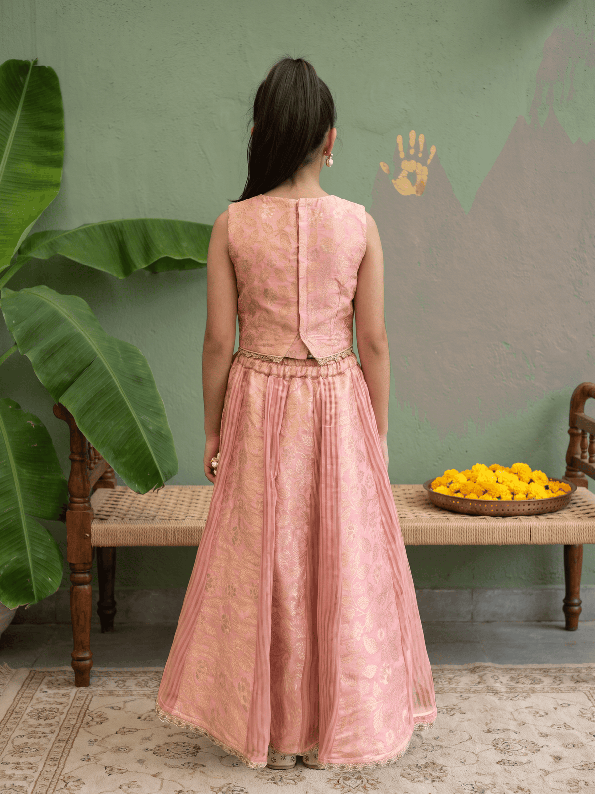 Brocade Hand embroidered Lehenga