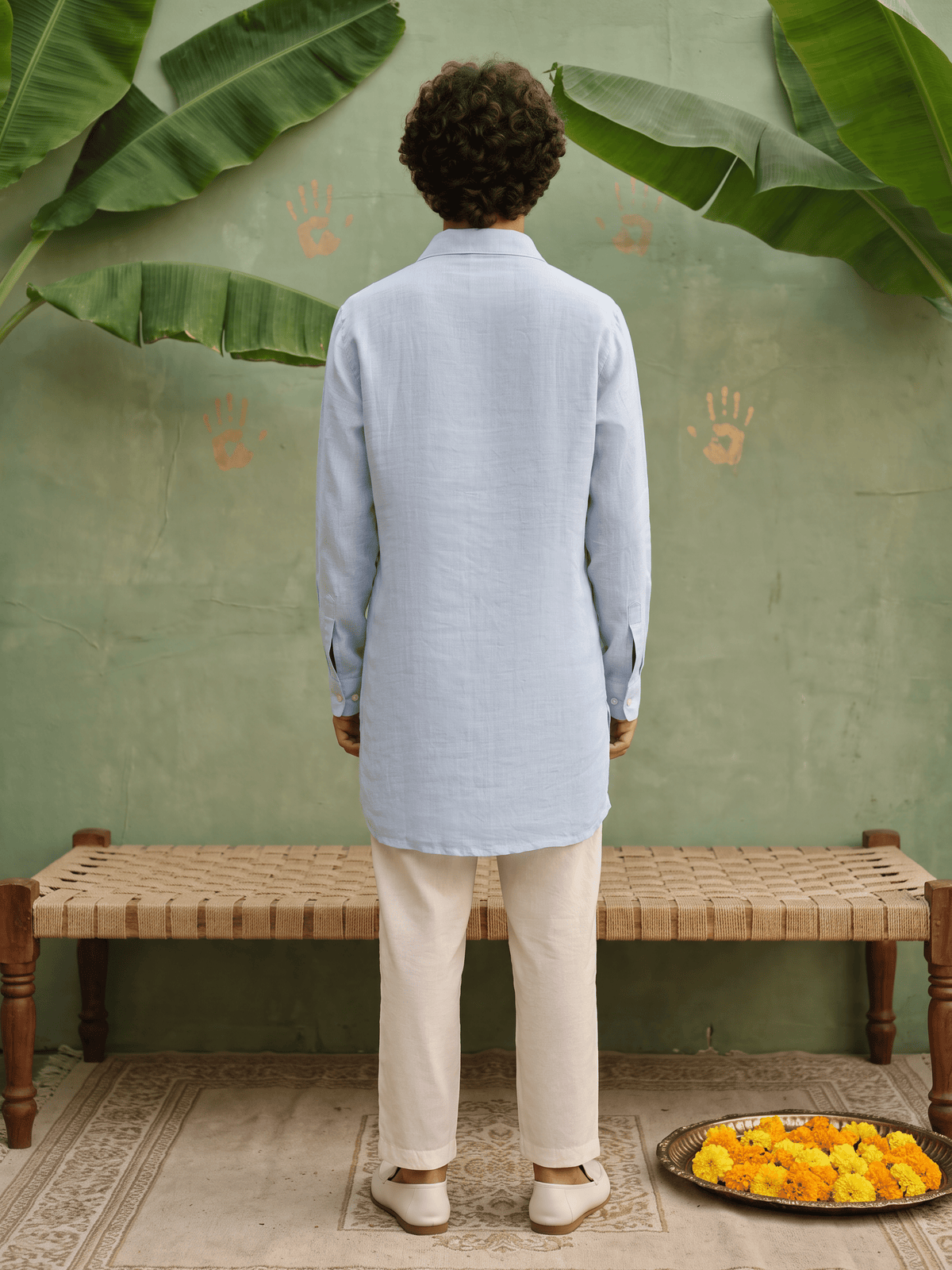 Appliqué Blue Kurta Set