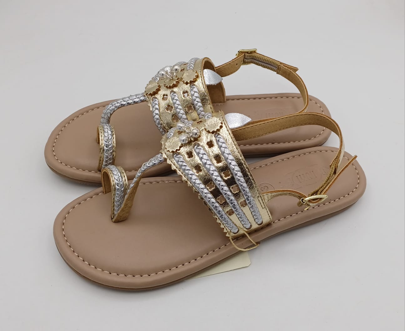 Beige , Silver and Gold Colour Footwear for Girls