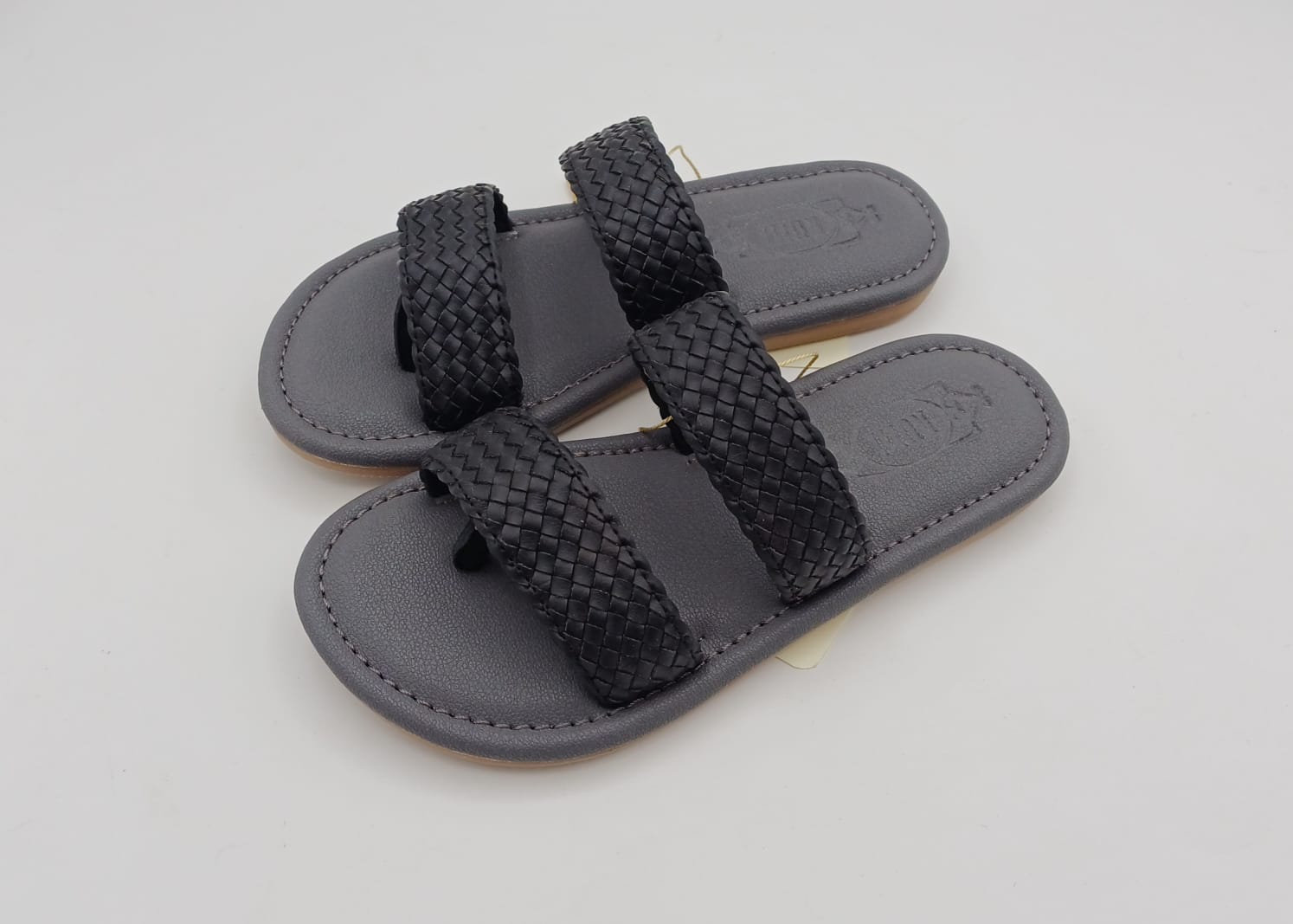 Black and Grey Coloured Slipper