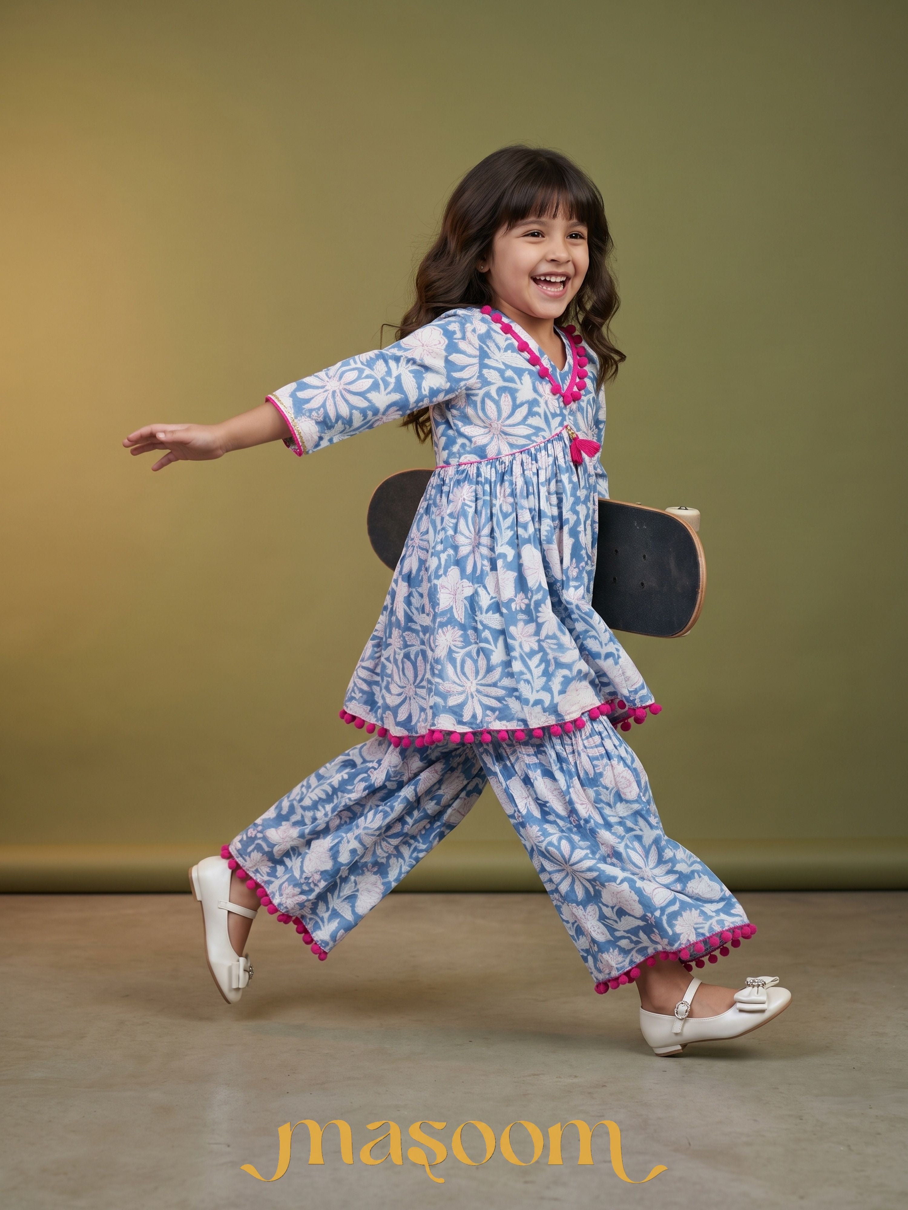 Vanya Blue Floral Peplum Set