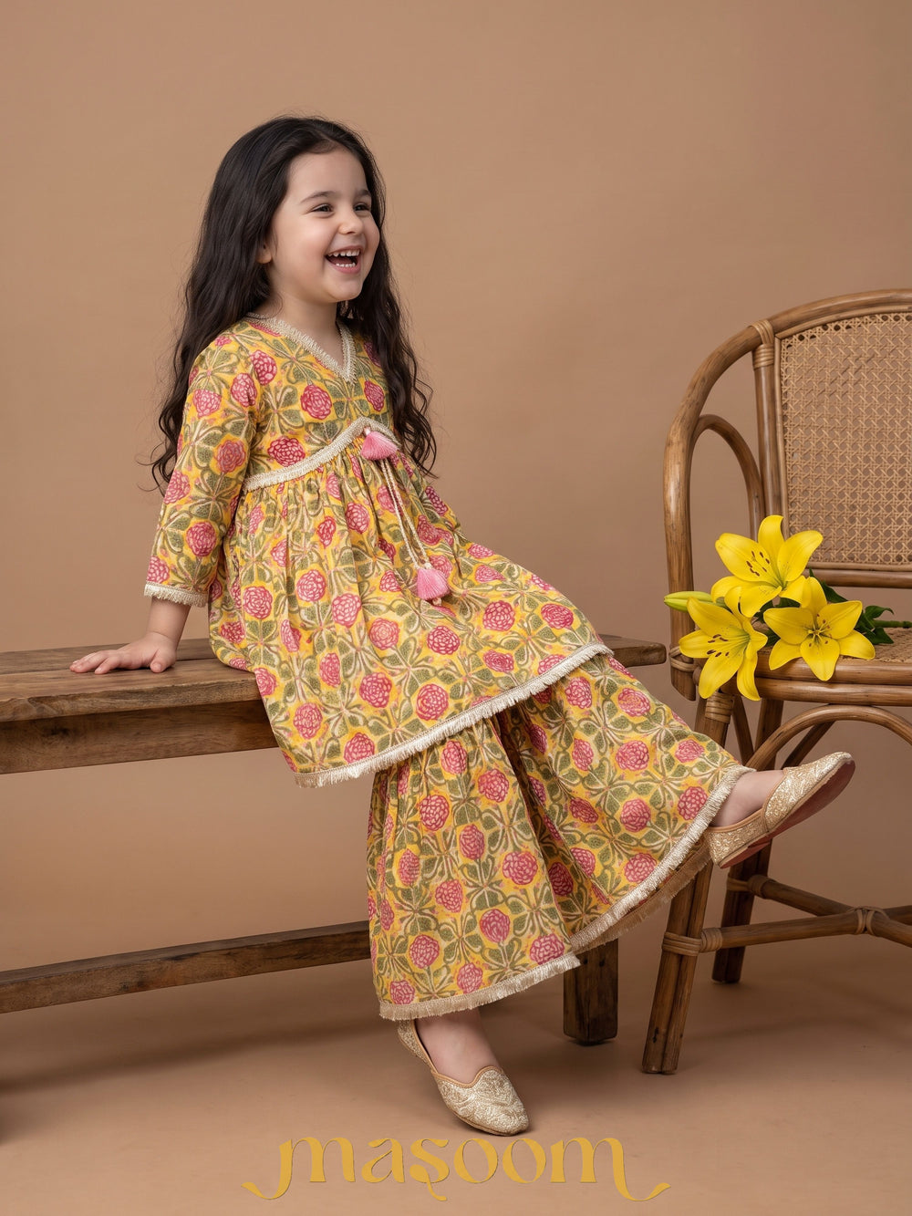 Ira Mustard Floral Peplum Set