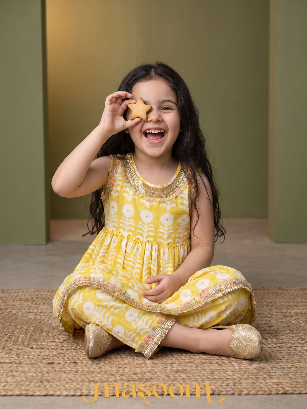 Kiara Yellow Floral Peplum Set