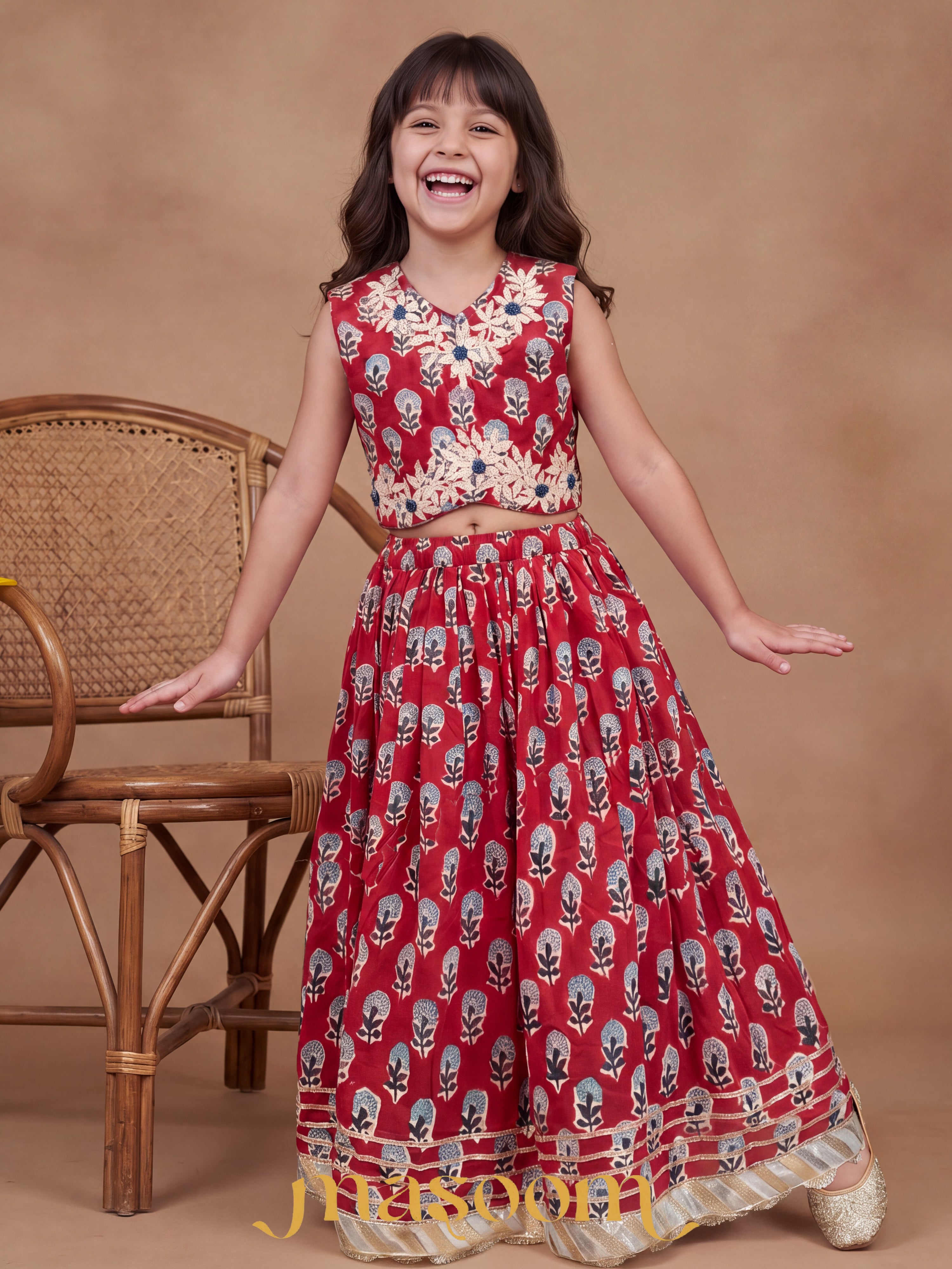 Sarah Red Gota Ghagara blouse