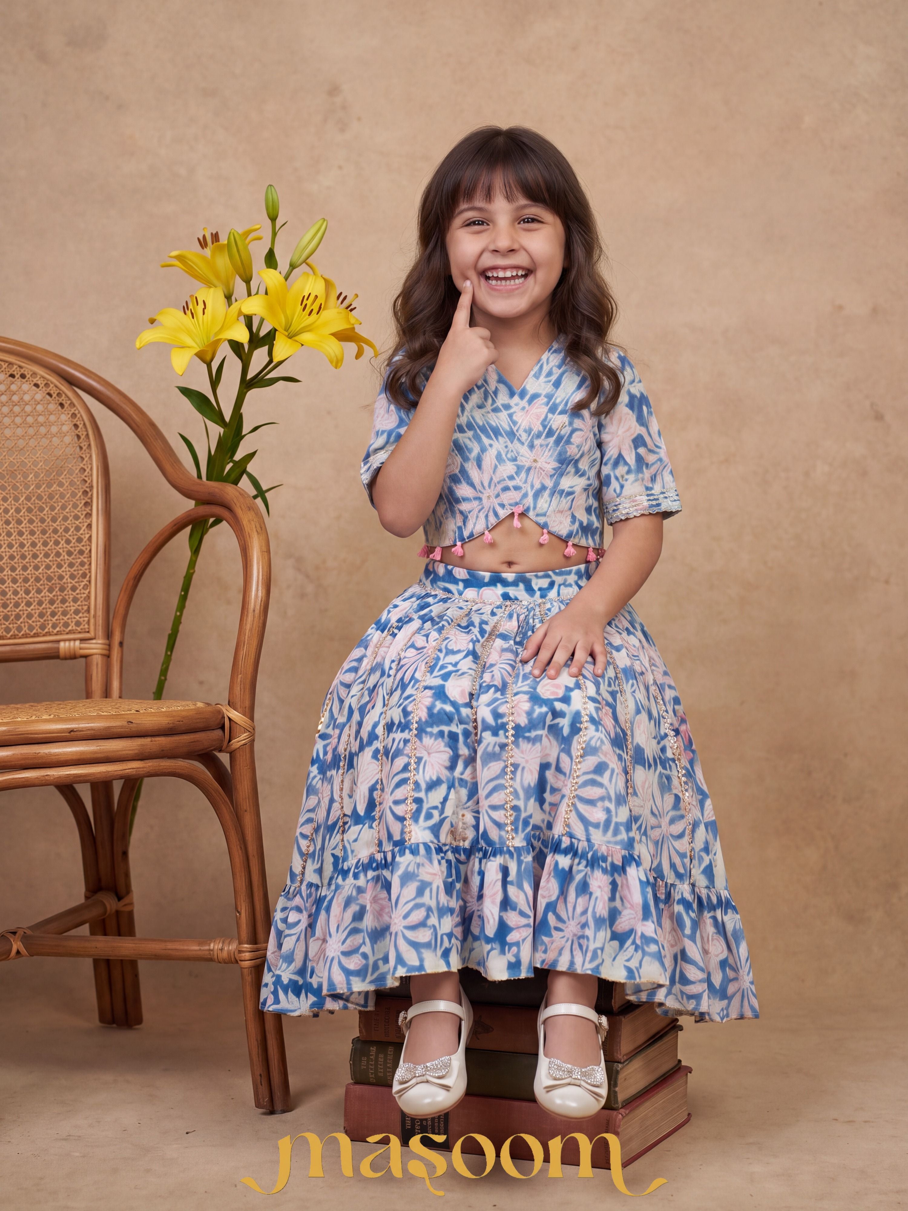 Meher Blue Floral Ghaghra