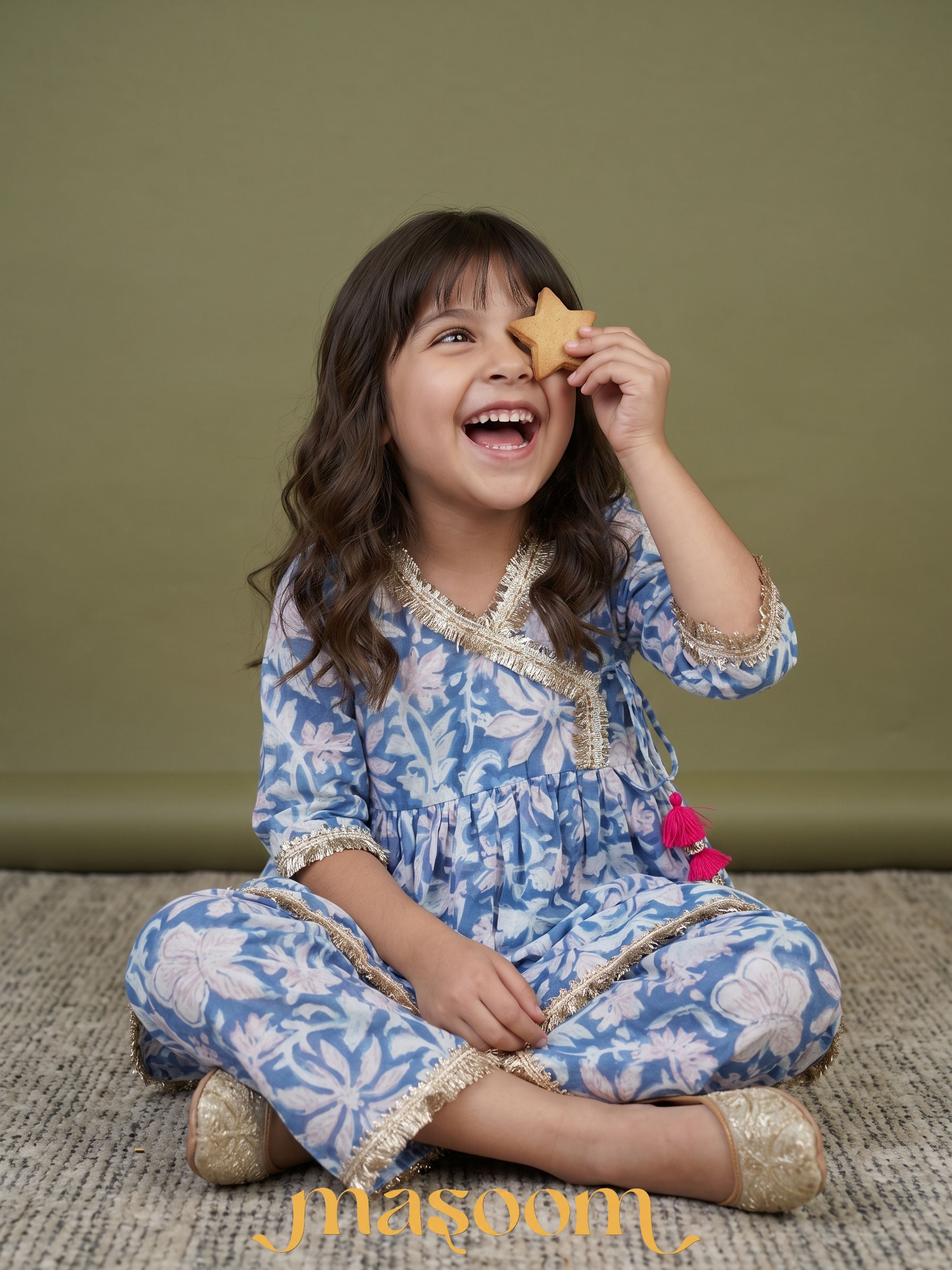 Aira Floral Printed Angrakha Set
