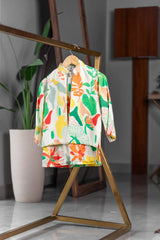 NEW TROPICAL PRINTED NEHRU JACKET SET