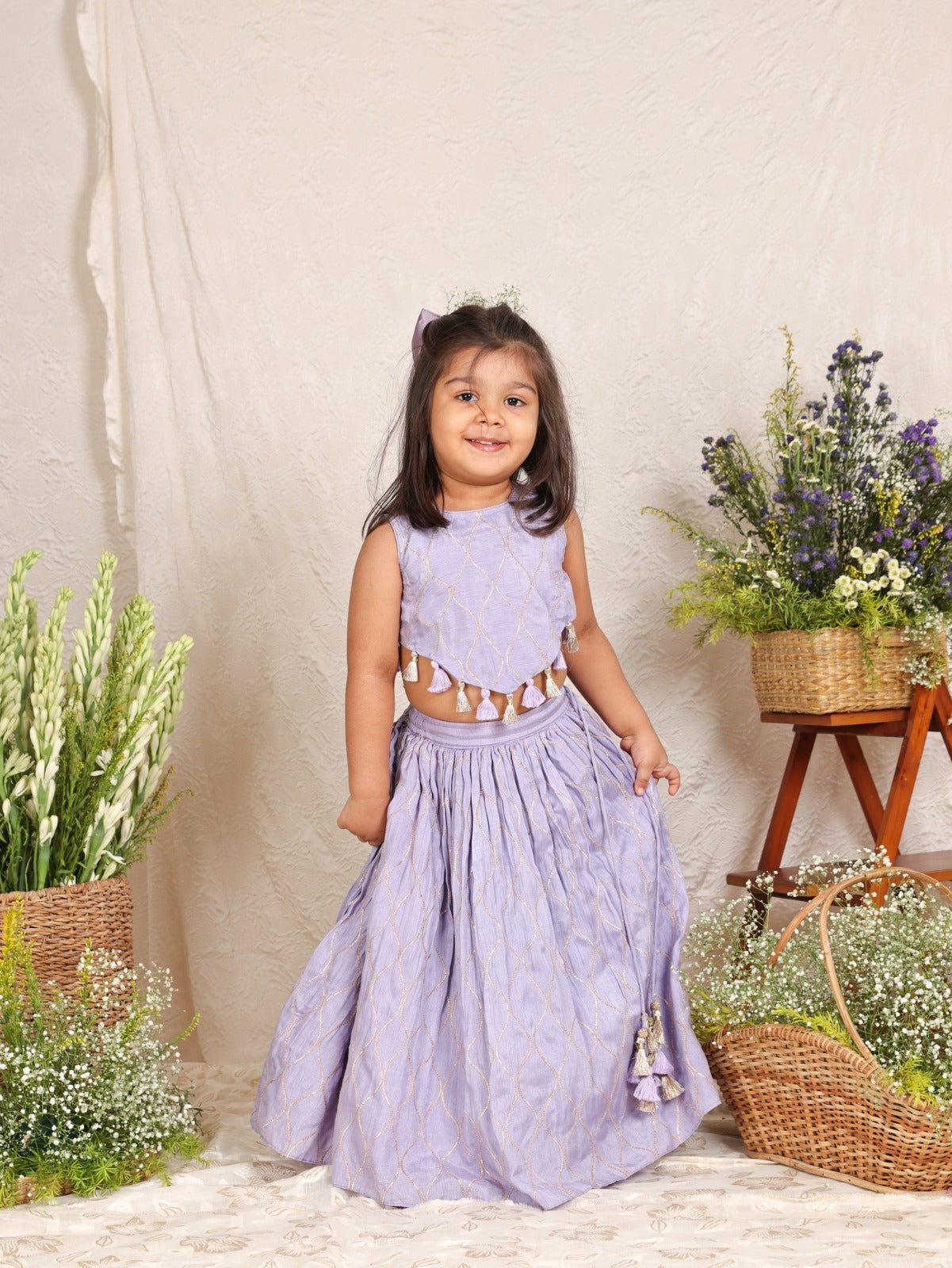 Lavender Gota Lace Embroidered Ghaghra And Blouse