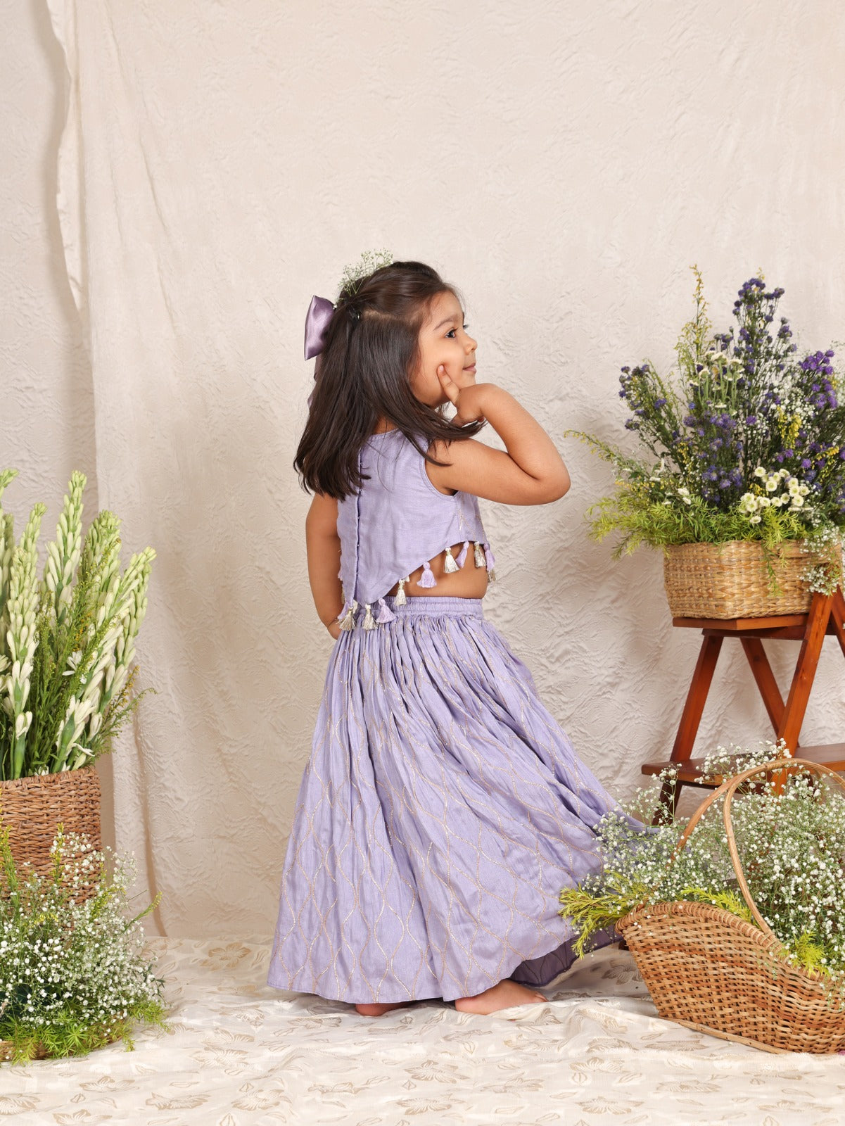 Lavender Gota Lace Embroidered Ghaghra And Blouse