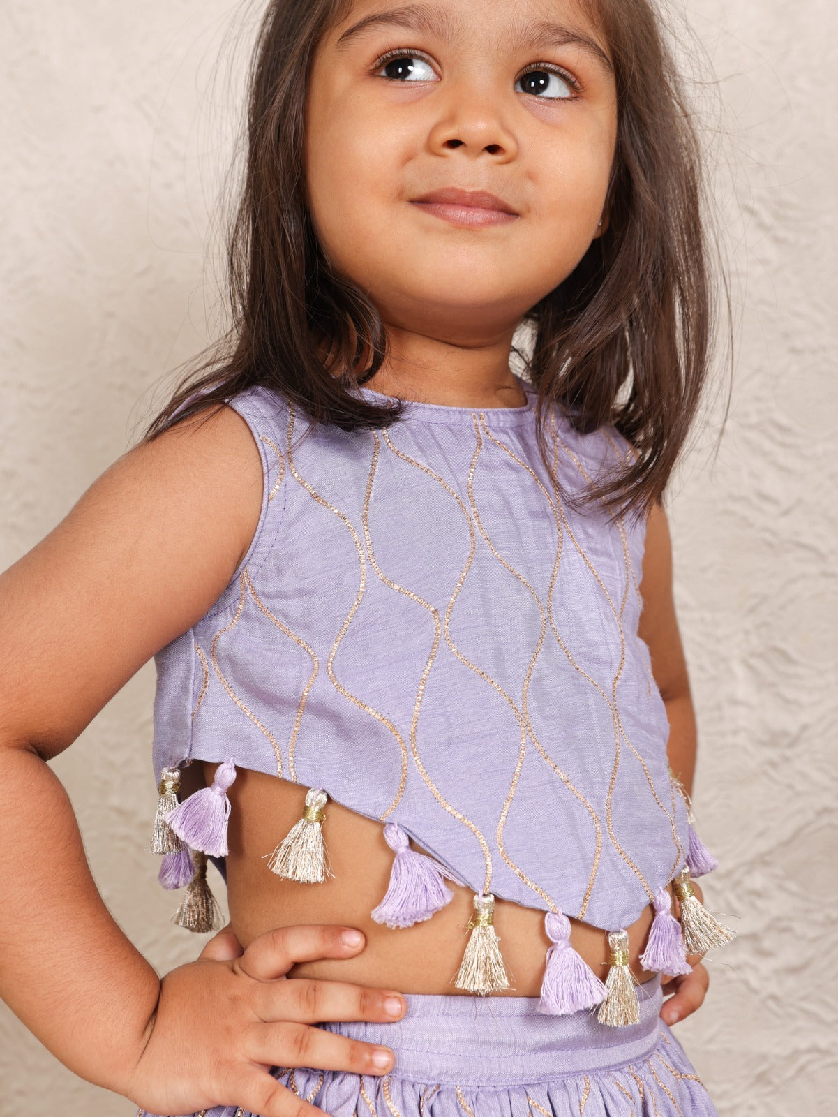 Lavender Gota Lace Embroidered Ghaghra And Blouse