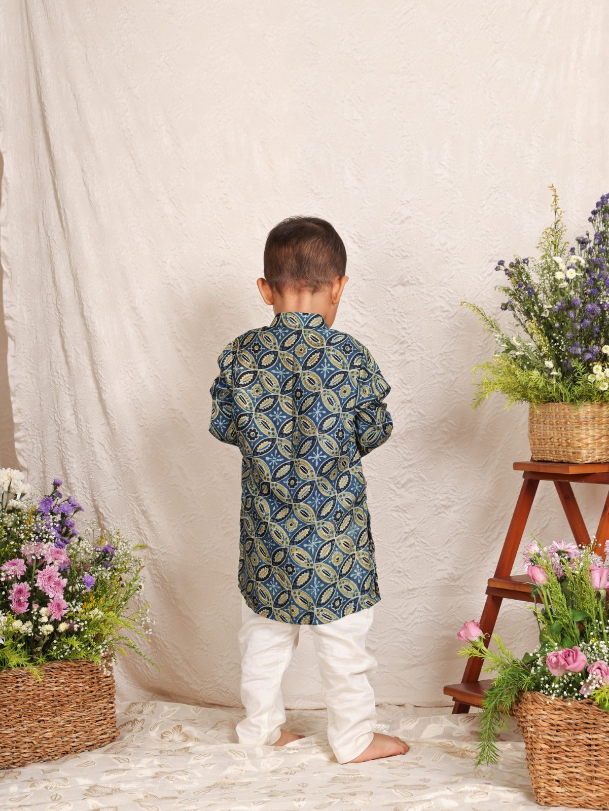 Green And Blue Ajrak Printed Kurta and Pant