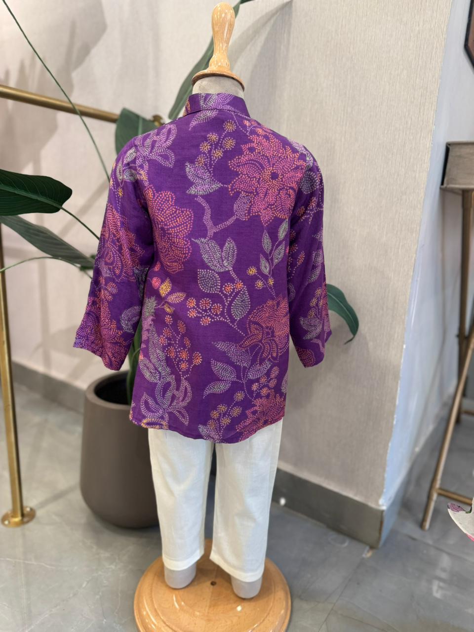 Purple Floral Printed Kurta and Pant