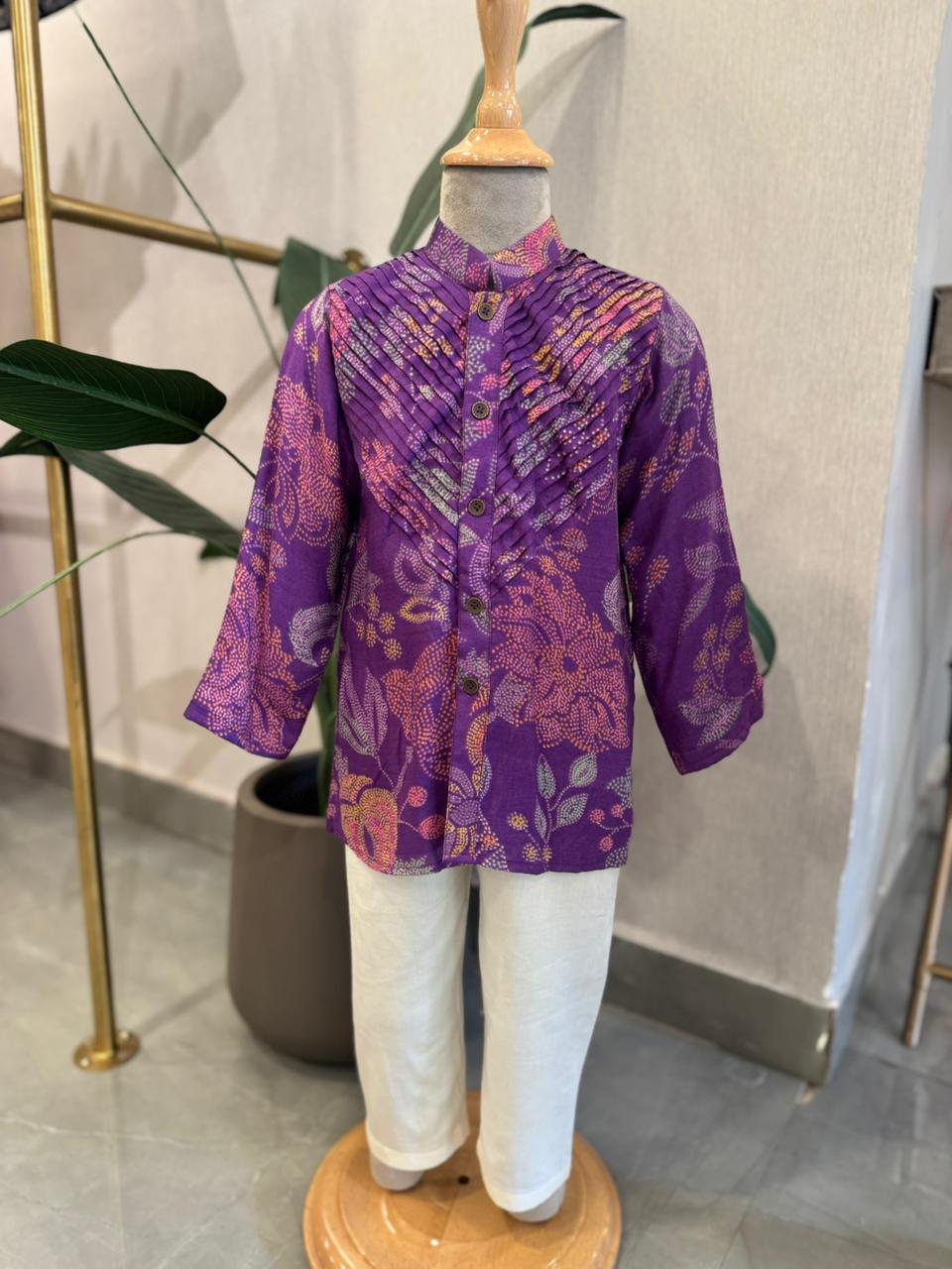 Purple Floral Printed Kurta and Pant