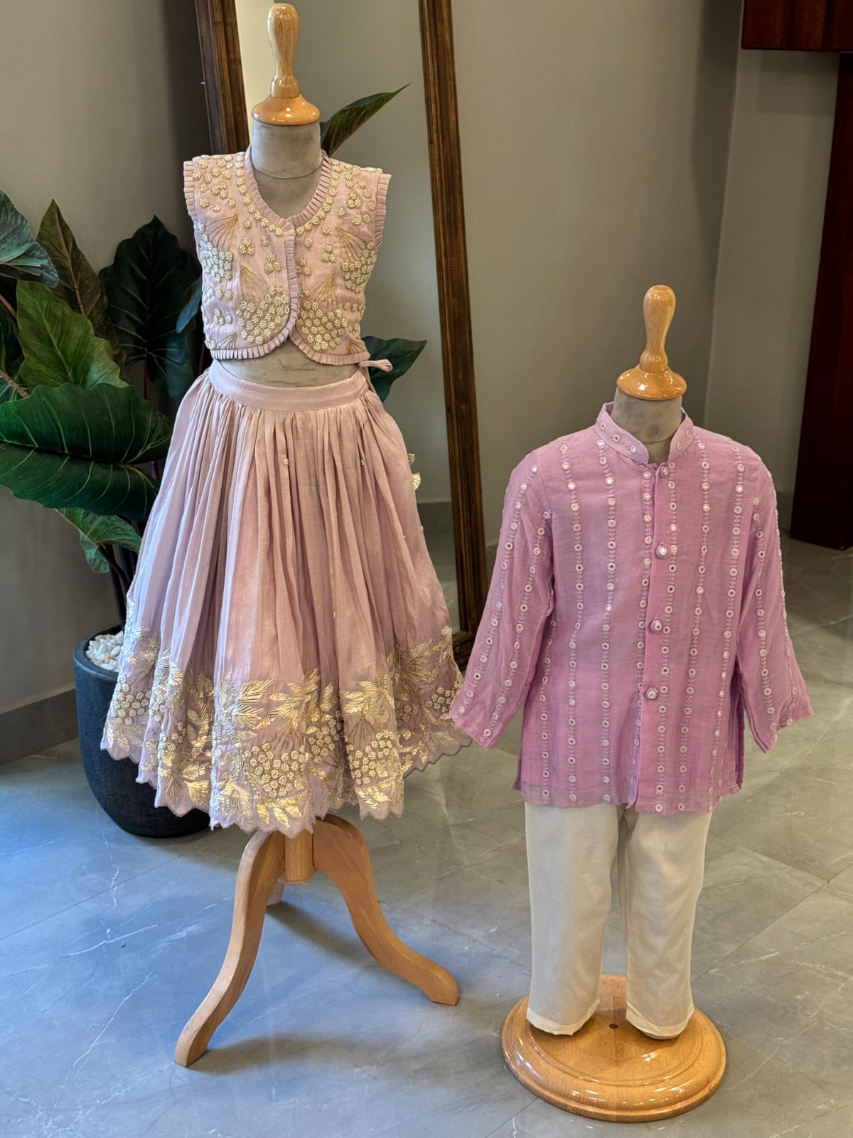 Pearl Embellished Lavender Ghaghra and Blouse